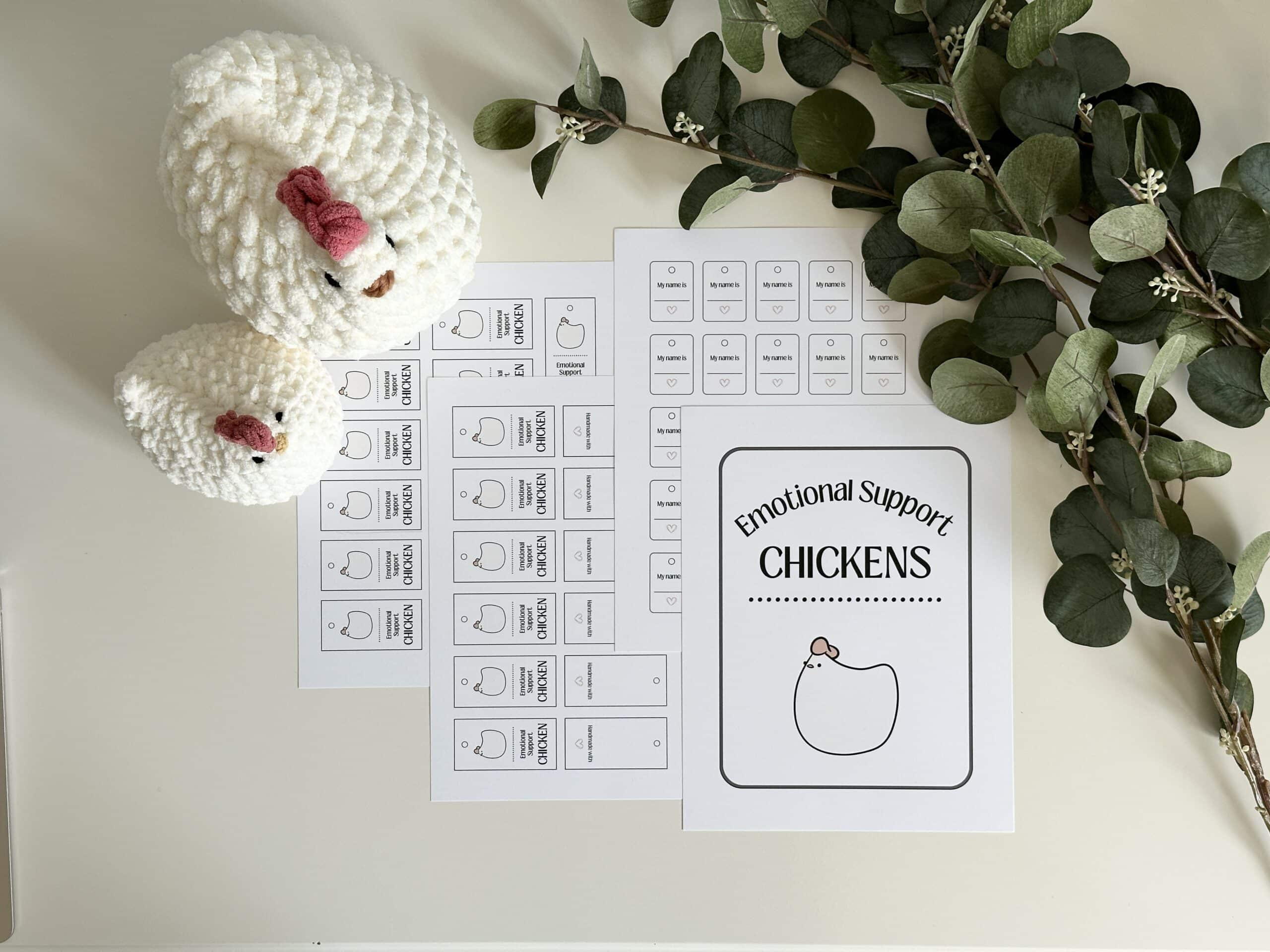 Emotional Support Mabel Chicken™ Kit Printable Pdf (English And with Simple Emotional Support Chicken Pattern Free Printable