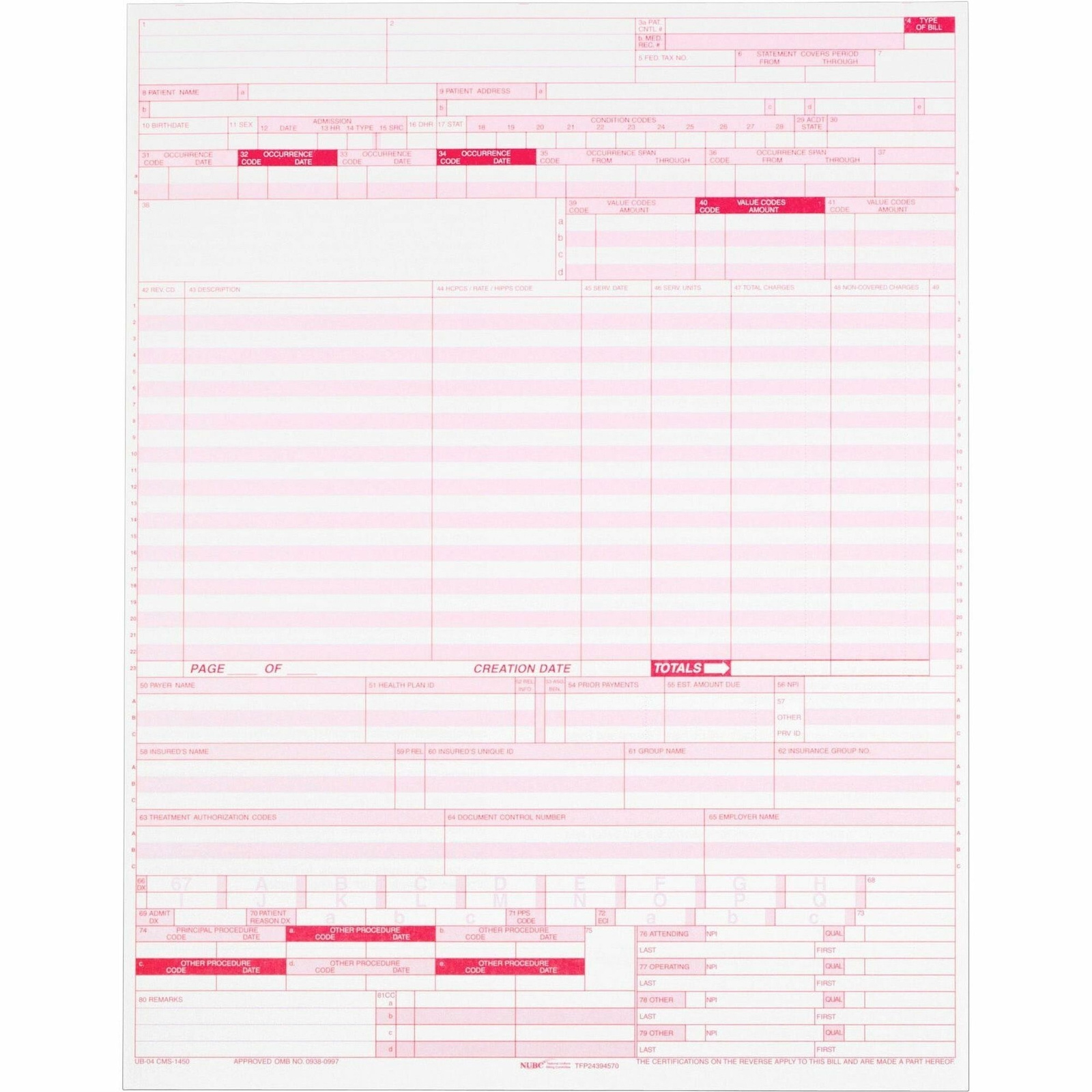 Employment Form Ub04 Insurance Claim Forms (8.5&amp;quot;X11&amp;quot;) - 2500-Pack in Free Printable Ub 04 Claim Form