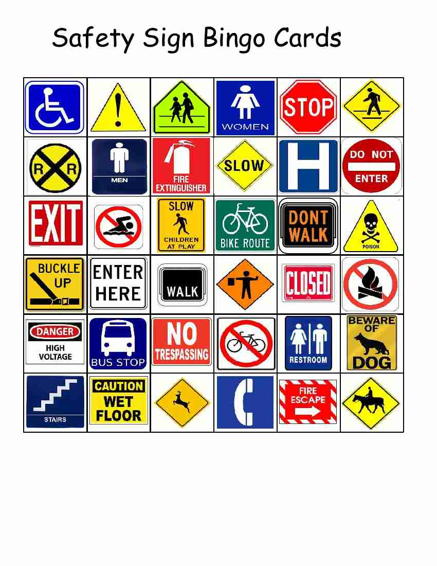 Empoweredthem: Safety Sign Bingo throughout Safety Sign Bingo Printable Free