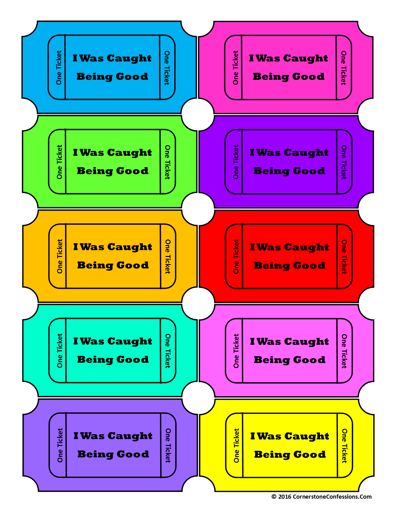 Encourage Positive Behavior With Tickets intended for Free Caught Being Good Printables