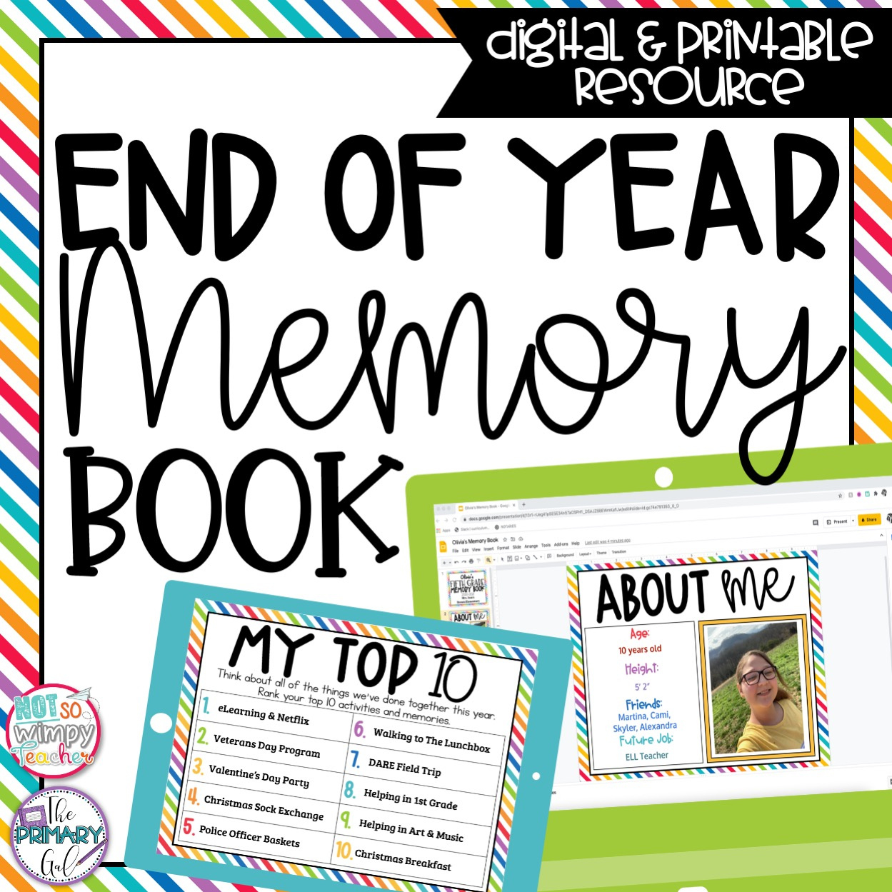 End Of Year Memory Book – Digital And Printable - Not So Wimpy Teacher inside Free End Of Year Memory Book Printables