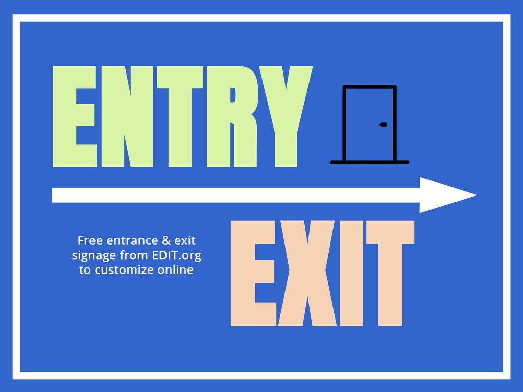 Entrance And Exit Signs To Customize Online regarding Free Printable Exit Sign Template