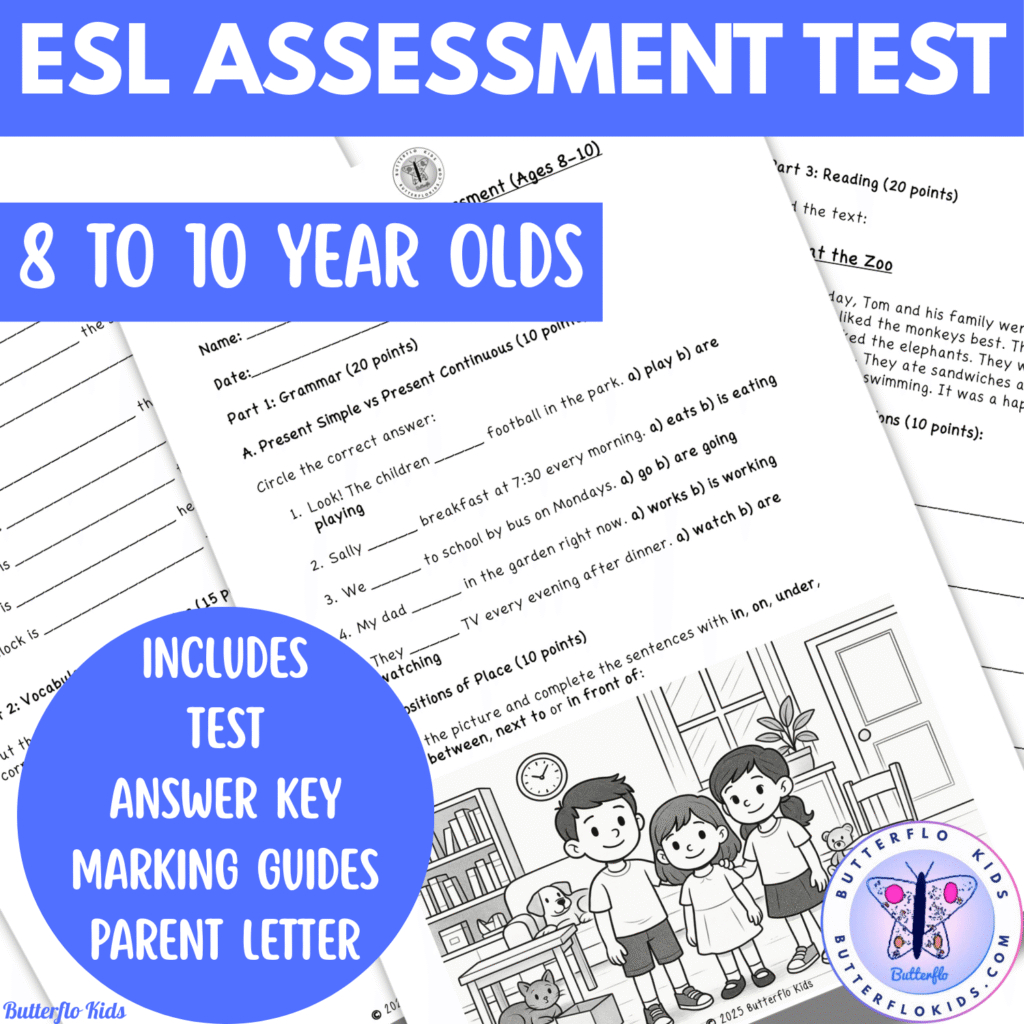 Esl Assessment Test For Kids - Butterflo Kids within Free Esl Assessment Test Printable