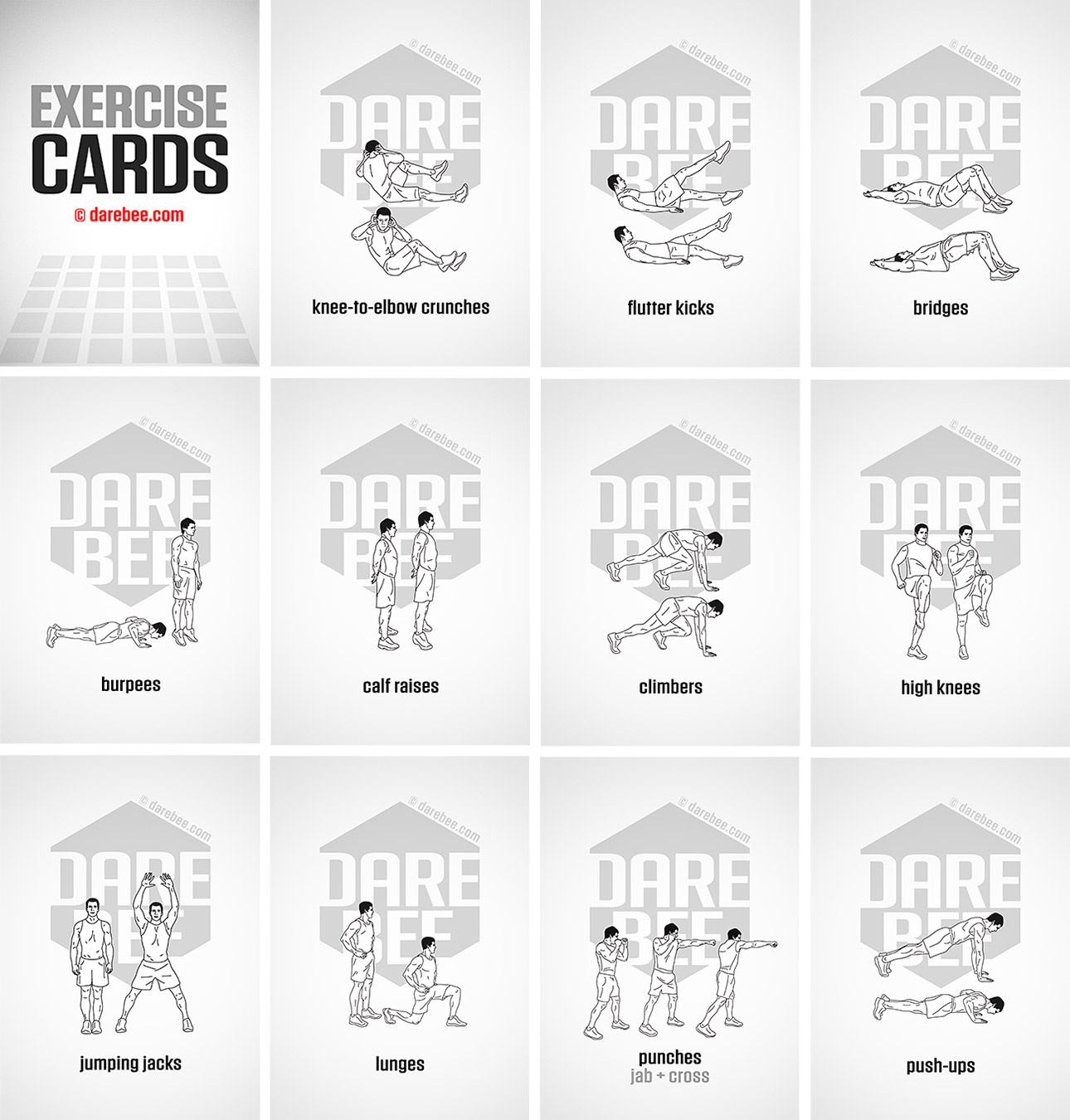 Exercise Cardsdarebee within Free Printable Exercise Flash Cards