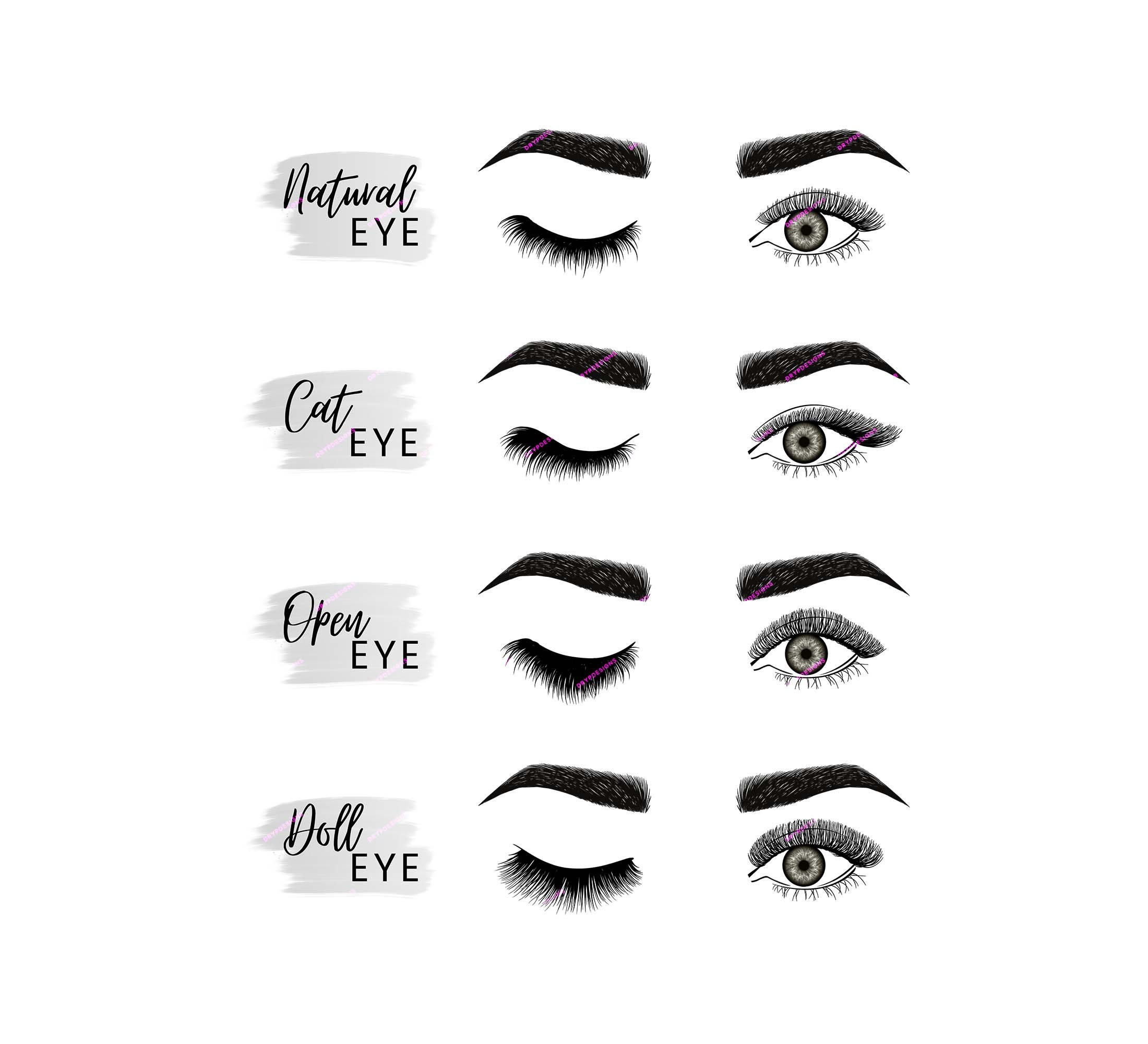 Eyelash Extension Style Chart Digital Art Print - Bold Hazel Eyes with Free Printable Eyelash Extension Pattern Charts