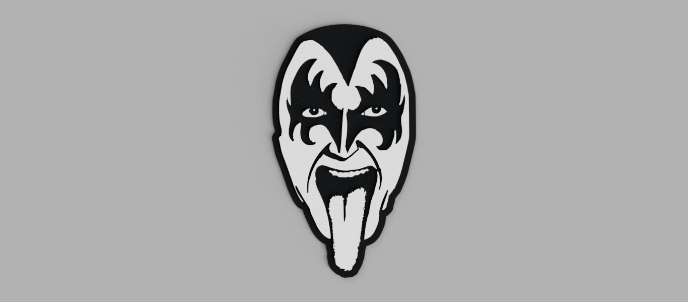 💋 Kiss Gene Simmons Face Logo Wall Picture・Free Stl File For 3D with regard to Gene Simmons Free Printable Stencil