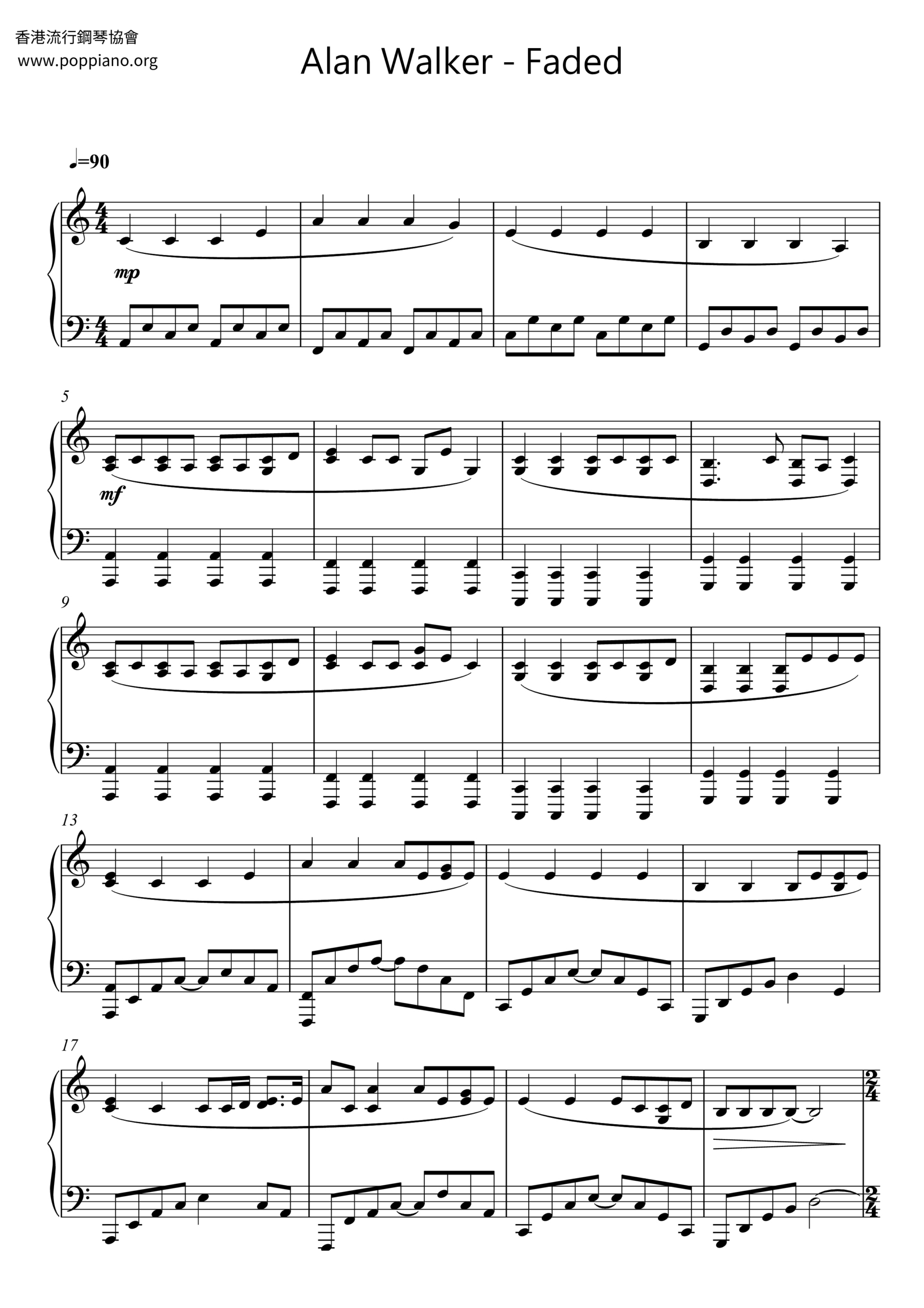 Faded Simple Piano Best Sale throughout Faded Easy Piano Sheet Music Free Printable