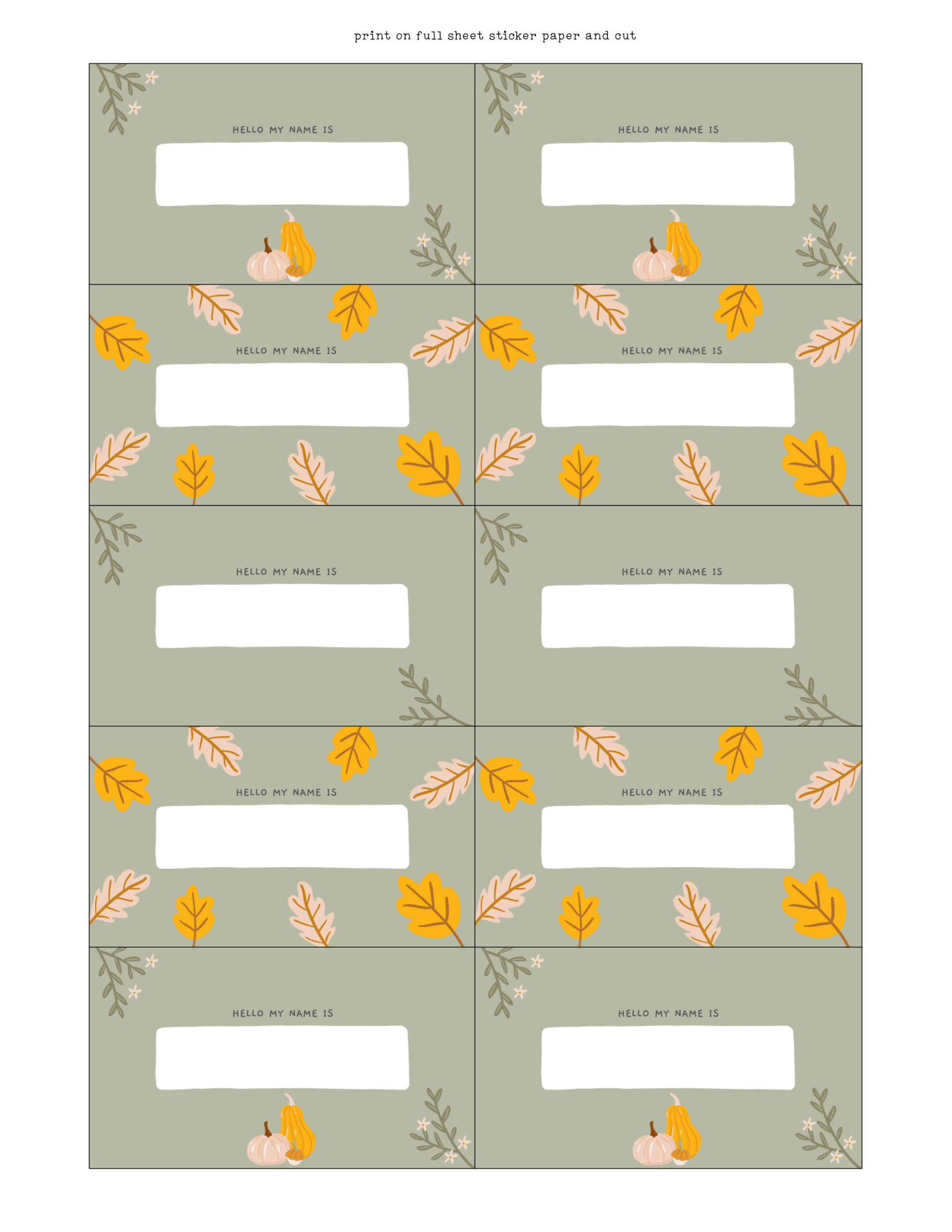 Fall Name Tags (A Pretty Free Printable) within Free Printable Fall Name Tags