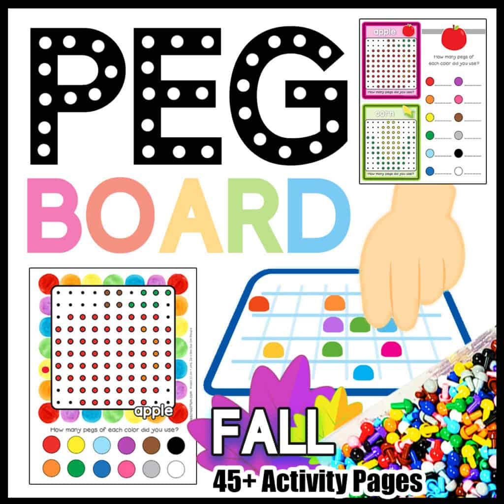 Fall Peg Board Activity Mats - Preschool Mom for Free Printable Pegboard Pattern Cards
