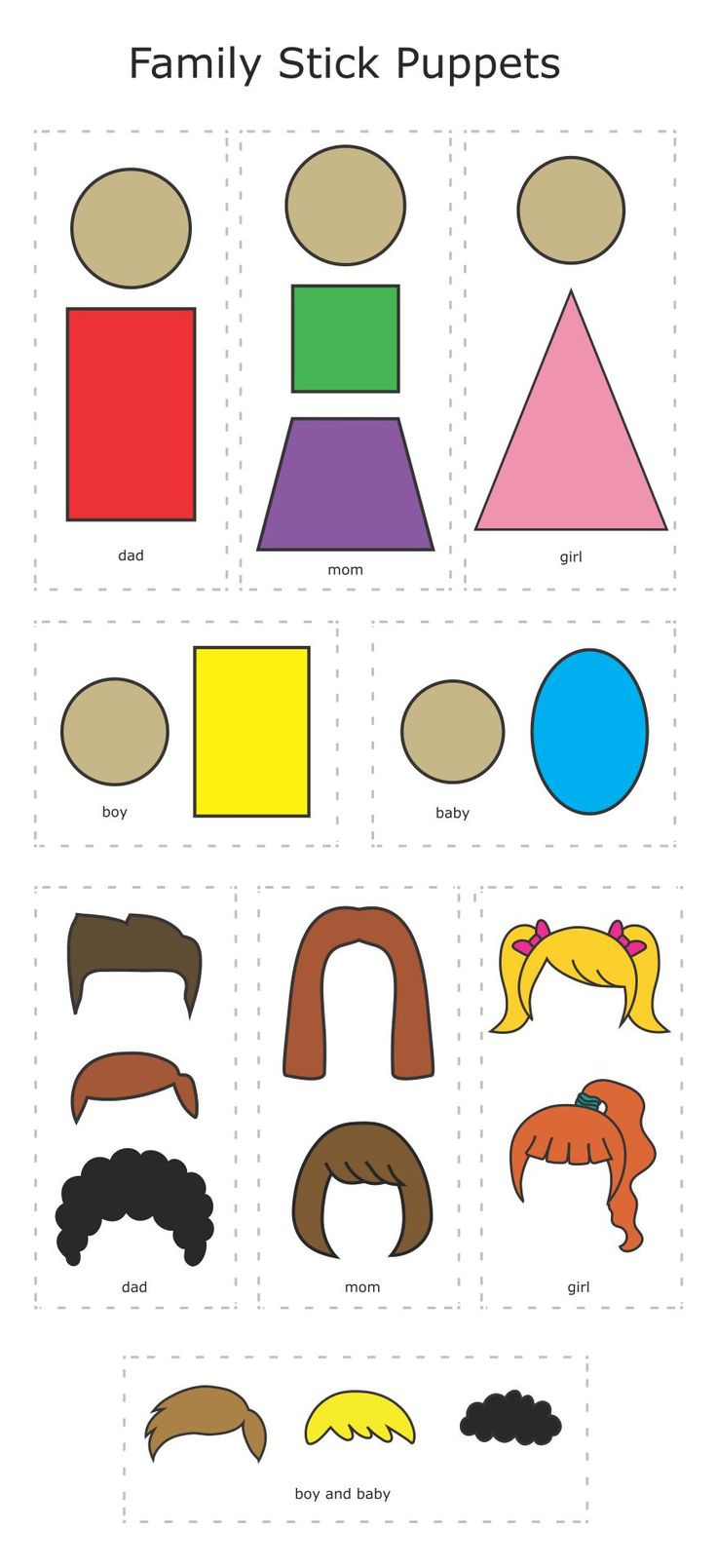 Family Puppets - 10 Free Pdf Printables | Printablee pertaining to Free Printable Stick Puppet Patterns