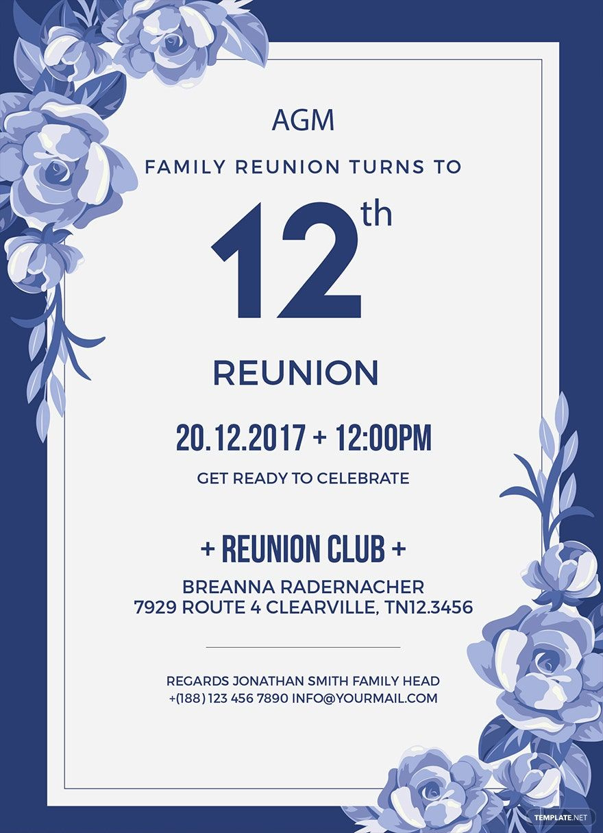 Family Reunion Invitation Template In Illustrator, Publisher, Psd pertaining to Free Printable Family Reunion Templates
