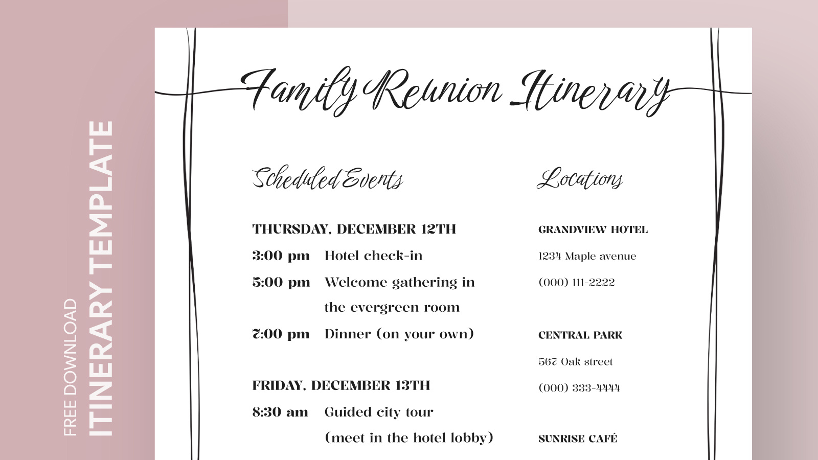 Family Reunion Itinerary Free Google Docs Template - Gdoc.io throughout Family Reunion Itinerary Template Free
