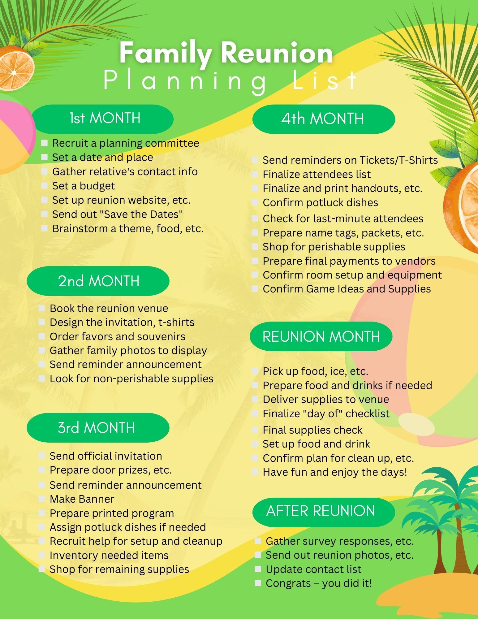 Family Reunion Planning Checklist with Free Printable Family Reunion Checklist