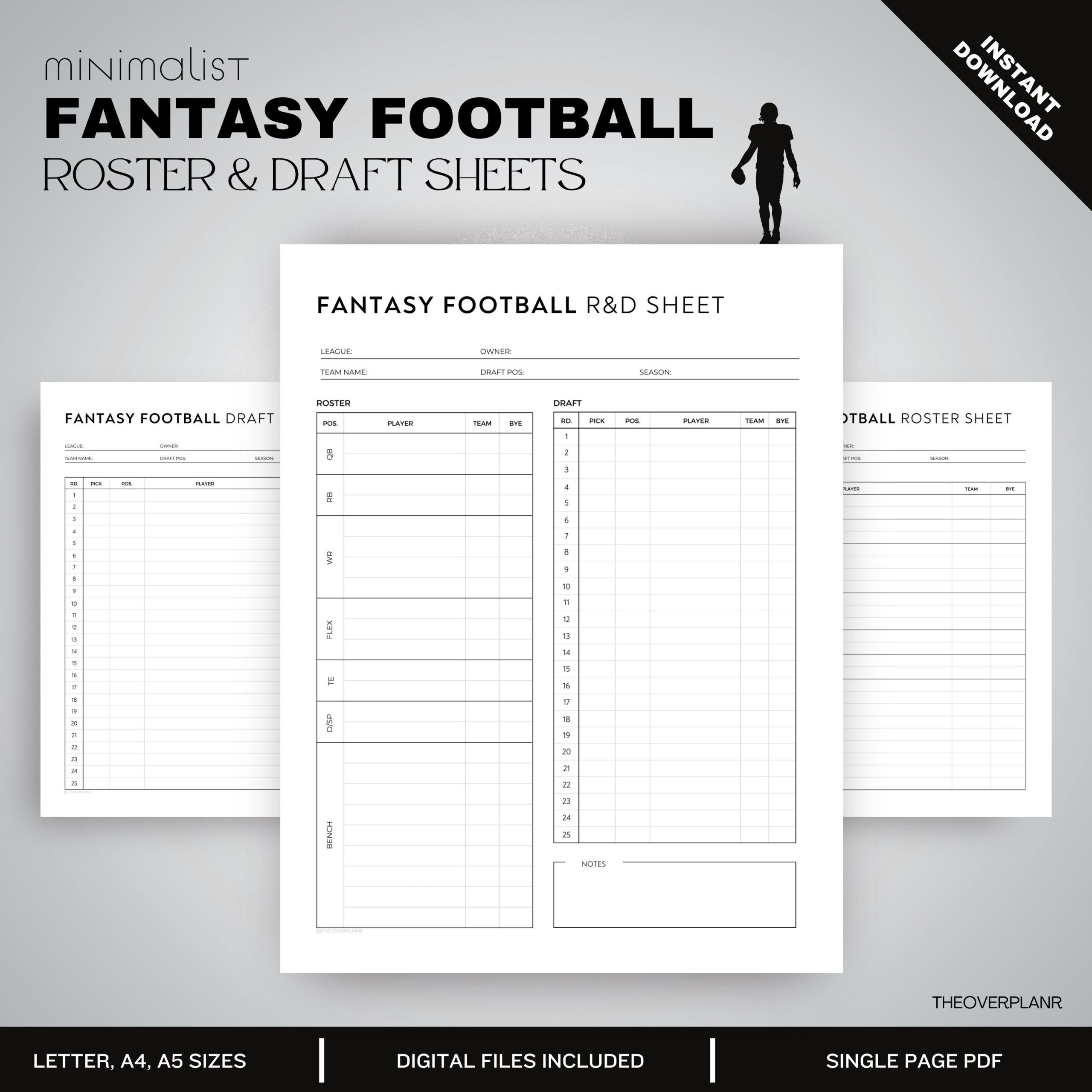 Fantasy Football Draft Sheet Template | Printable Sheet | Digital regarding Free Printable Fantasy Football Draft Board