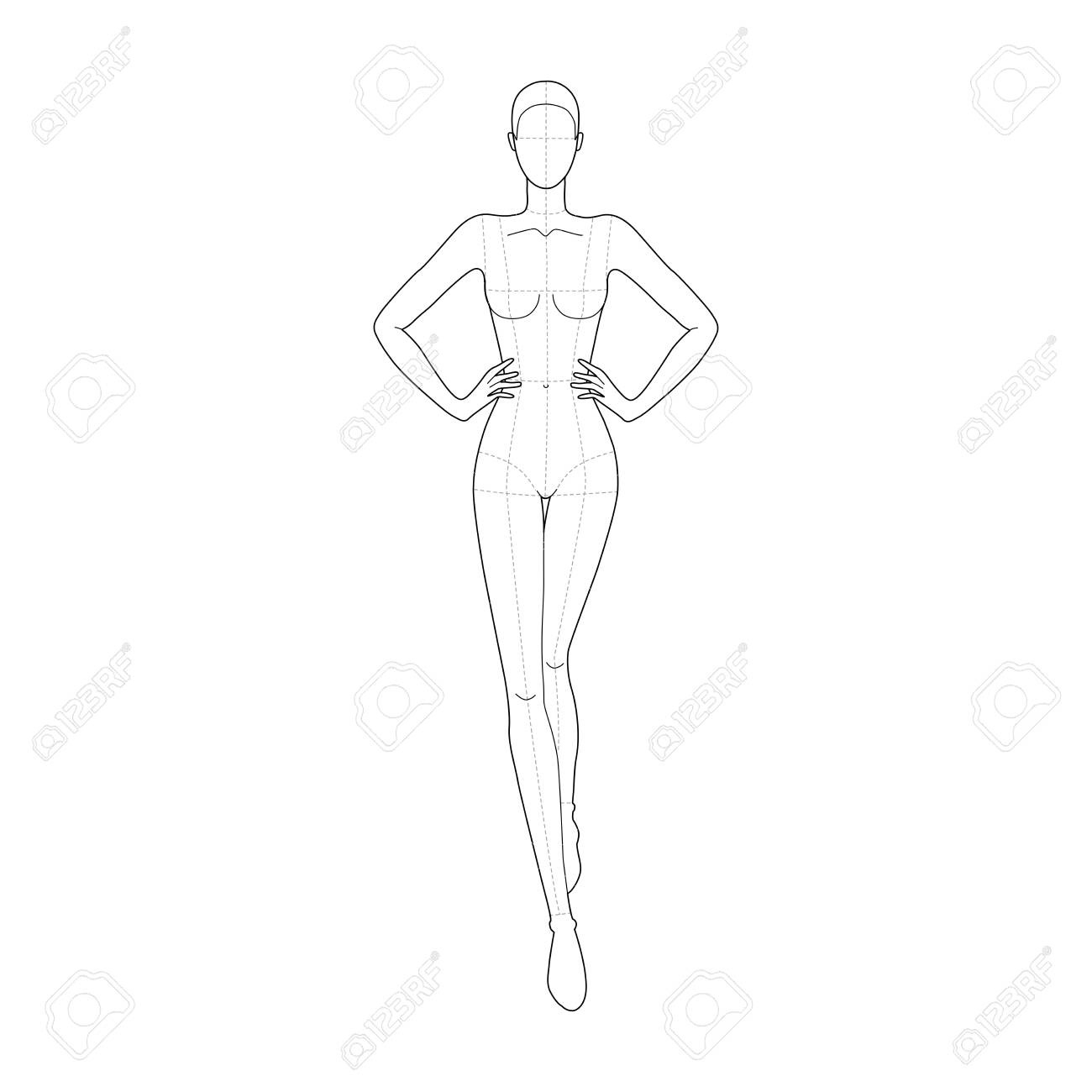 Fashion Template 9 Head For Technical Drawing With Main Lines throughout Free Printable Fashion Model Templates
