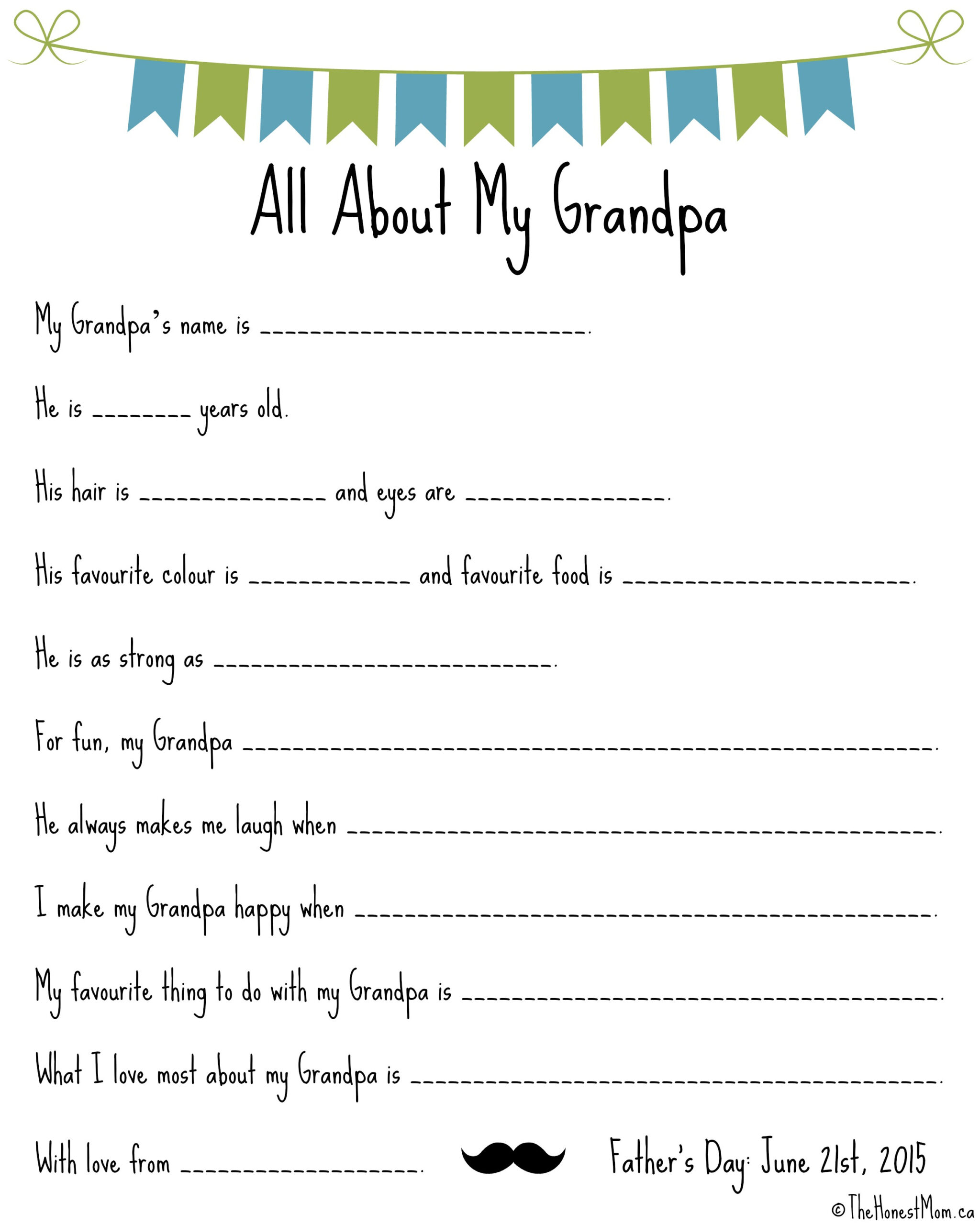 Father&amp;#039;S Day Mad Libs – Free Printables | The Honest Mom pertaining to All About My Grandpa Free Printable