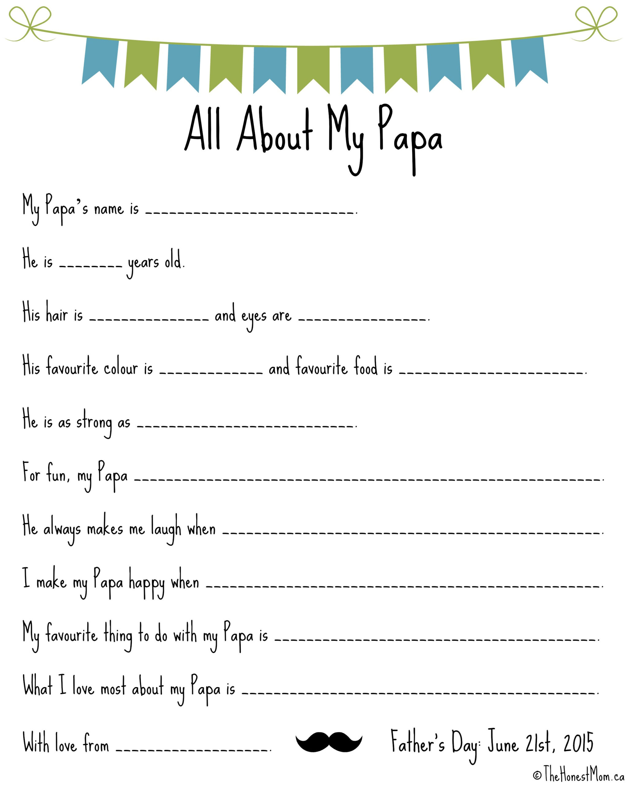 Father'S Day Mad Libs – Free Printables | The Honest Mom with All About Papa Free Printable