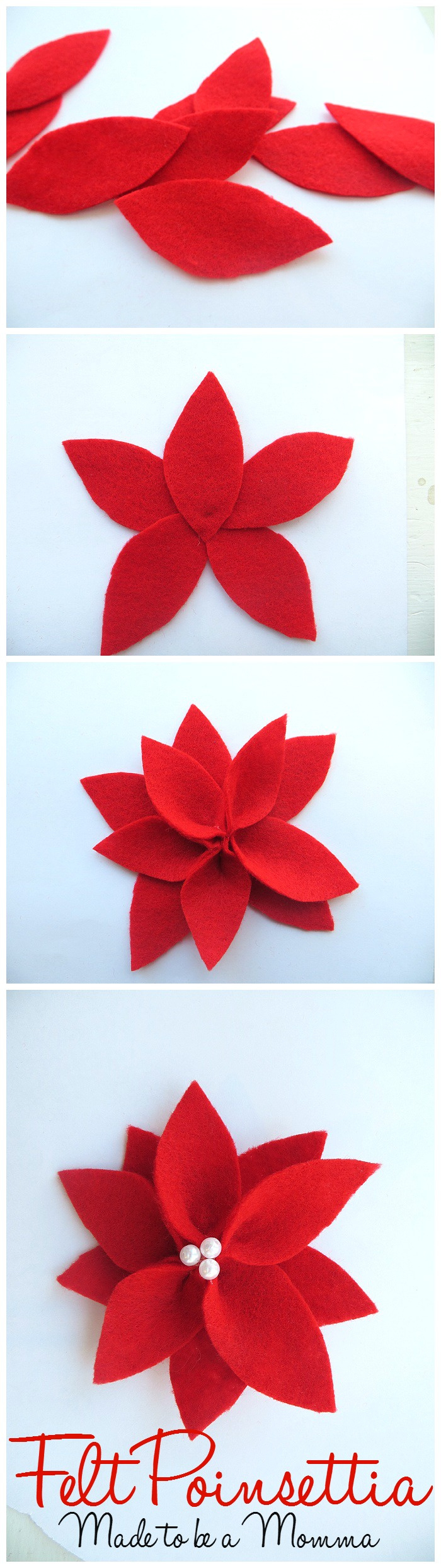Felt Poinsetta with Felt Poinsettia Pattern Printable