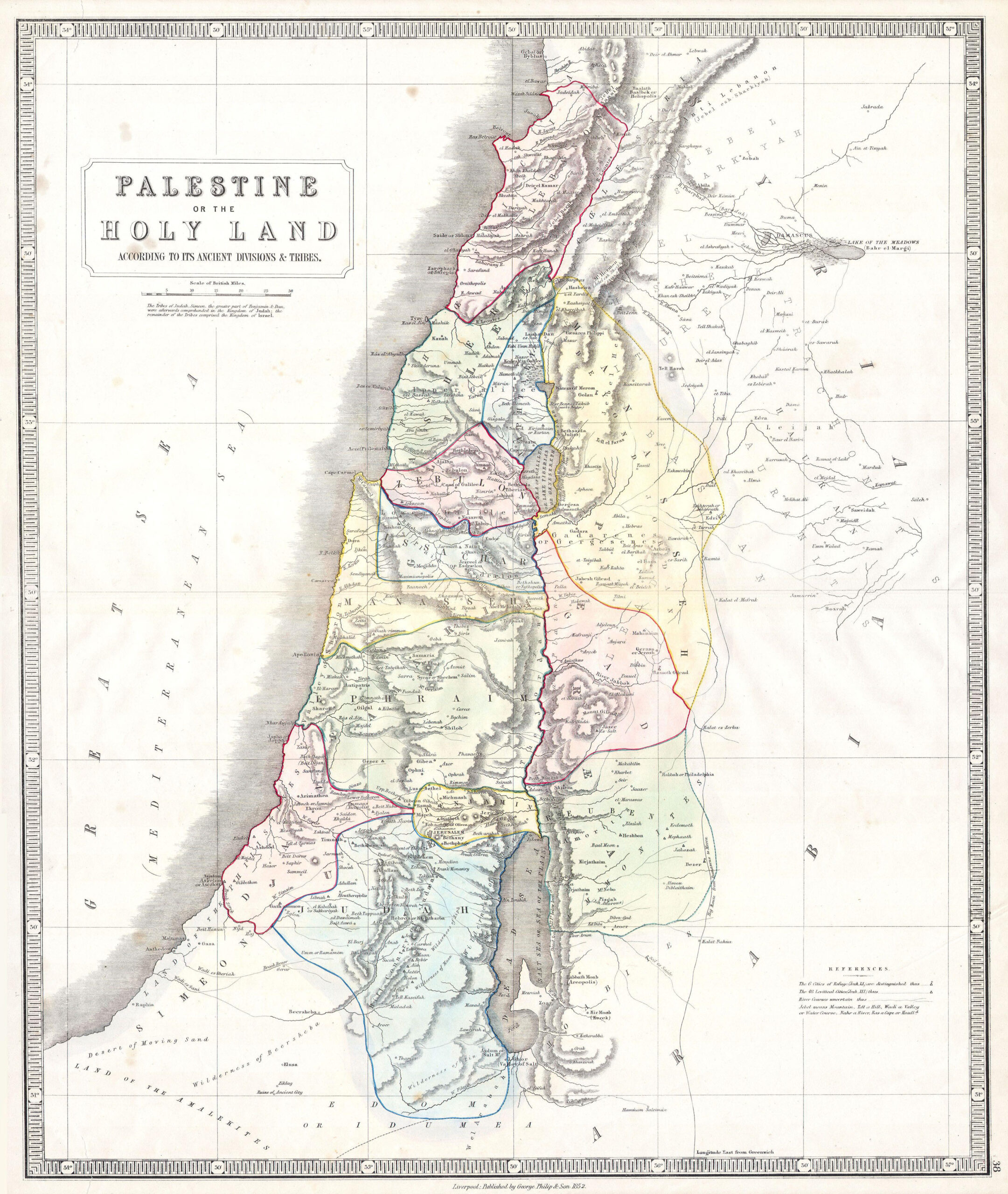 File:1852 Philip Map Of Palestine - Israel - Holy Land regarding Free Printable Map Of The Holy Land