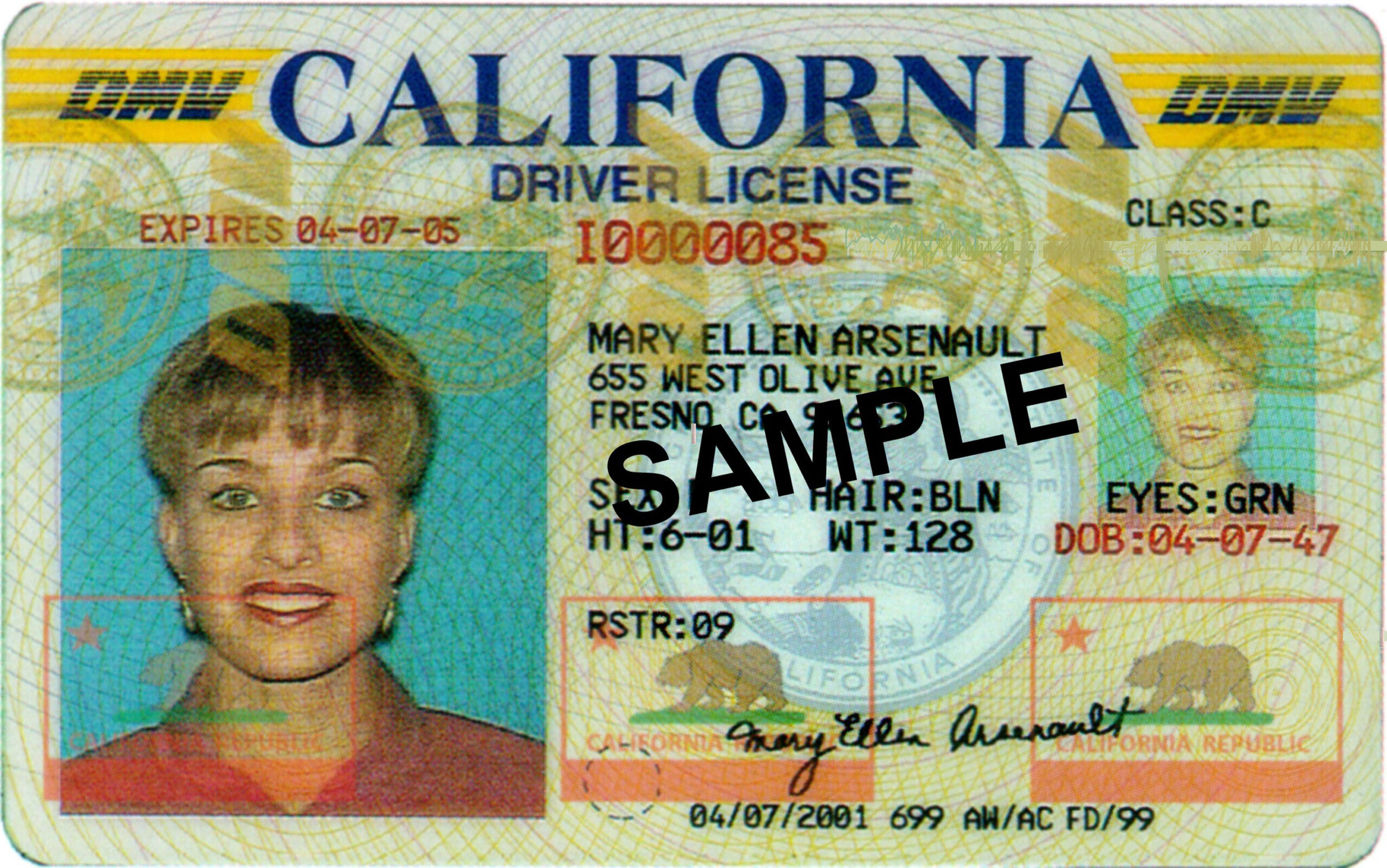 File:sample Californian Driver&amp;#039;S License, 2001 - Wikimedia Commons with Free California Drivers License Template Editable
