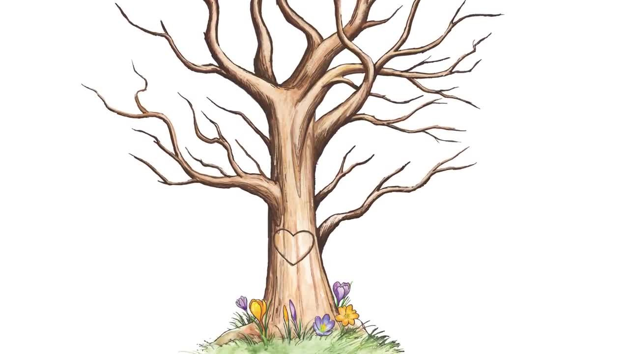 Fingerprint Tree | Printable Guestbook | Blank Finger Print Tree Template With Heart | Fingerprint Tree Download | Instant Download | Fp02 in Free Printable Fingerprint Tree Template
