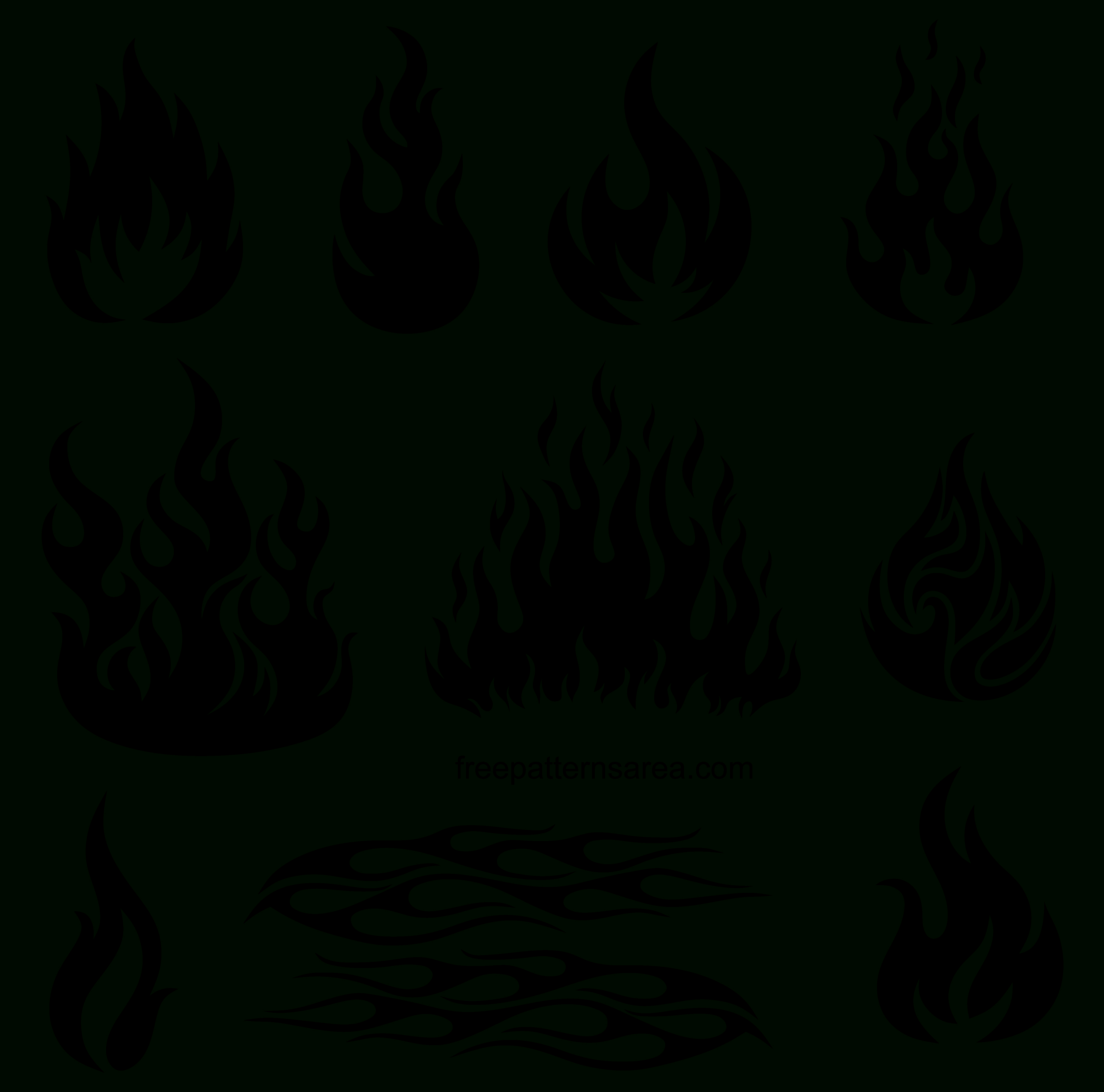 Fire Flame Shapes Stencil Vector Drawings - Freepatternsarea throughout Free Printable Flame Stencil