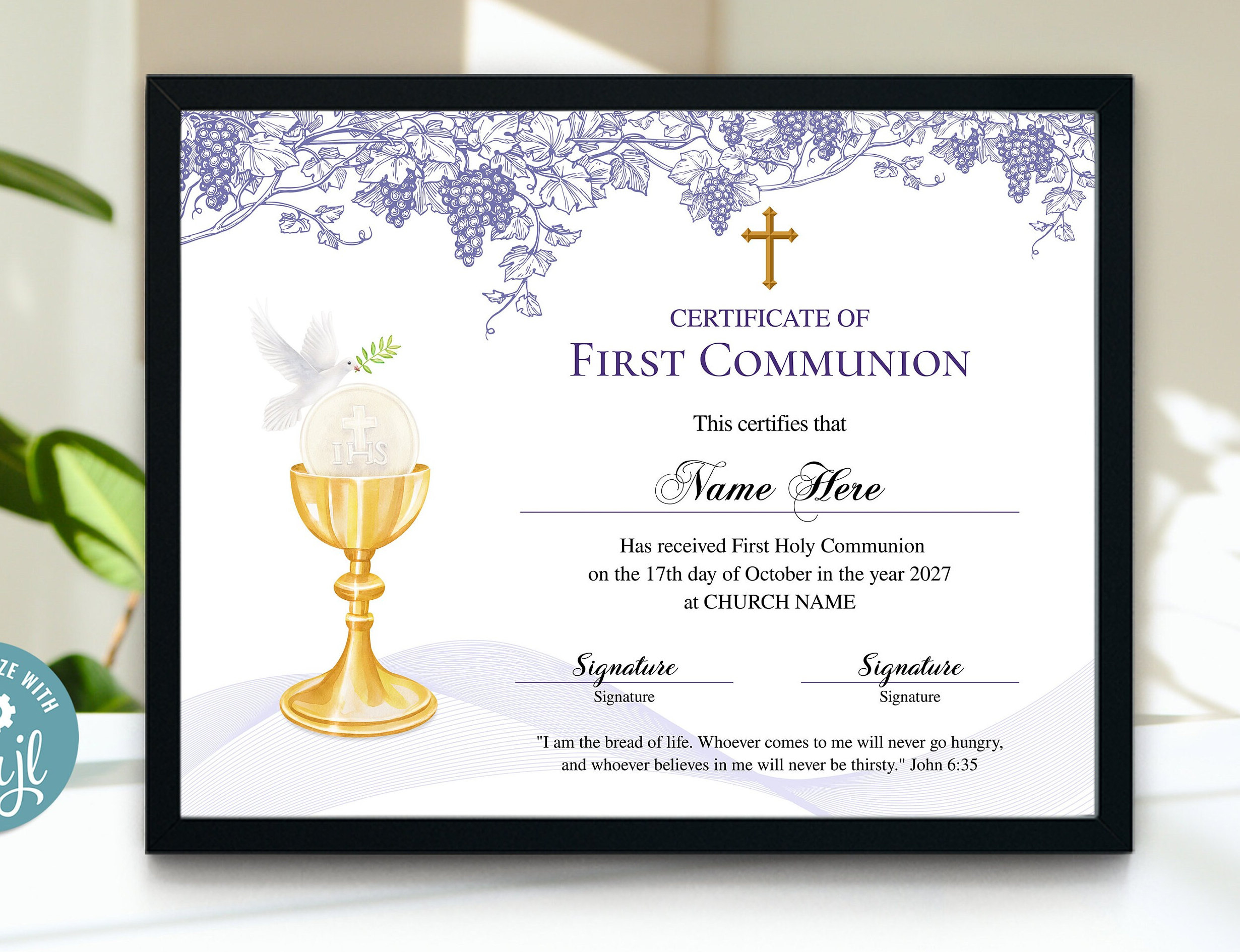 First Communion Certificate, 11X8.5 Printable First Communion throughout Free First Communion Certificate Templates
