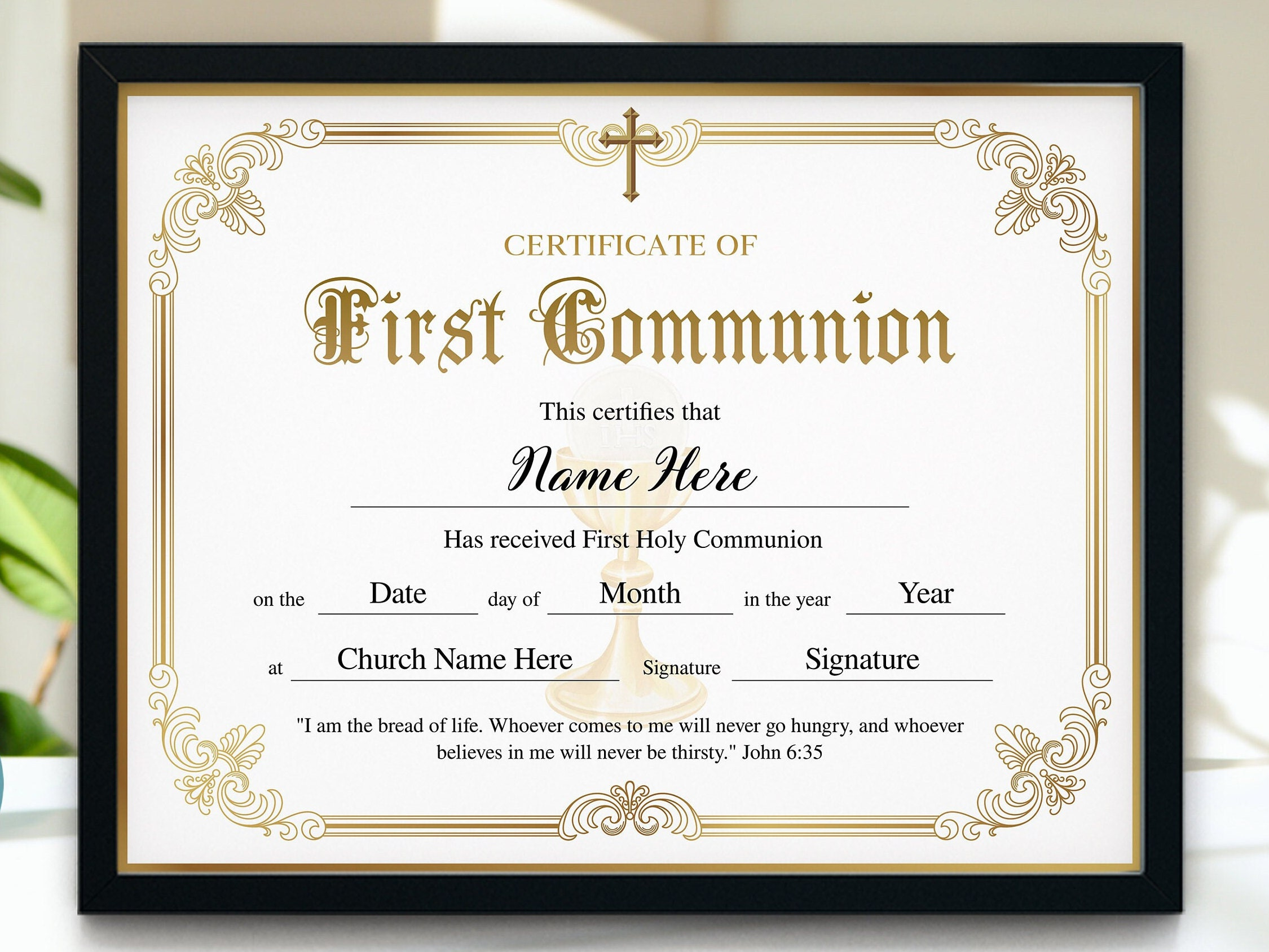 First Communion Certificate Template, 11X8.5 Printable First intended for Free First Communion Certificate Templates
