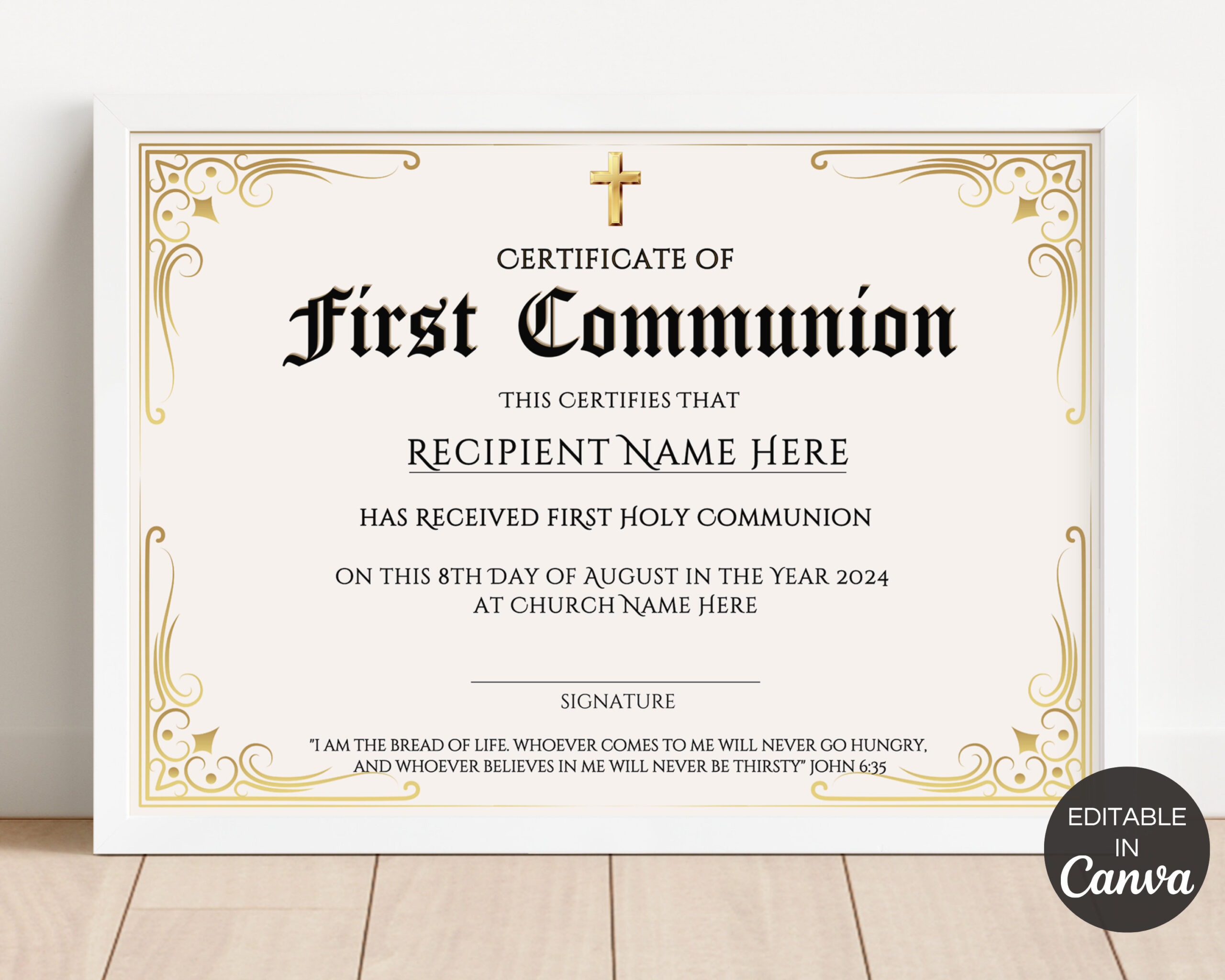 First Communion Certificate Template, Editable First Holy with regard to Free First Communion Certificate Templates