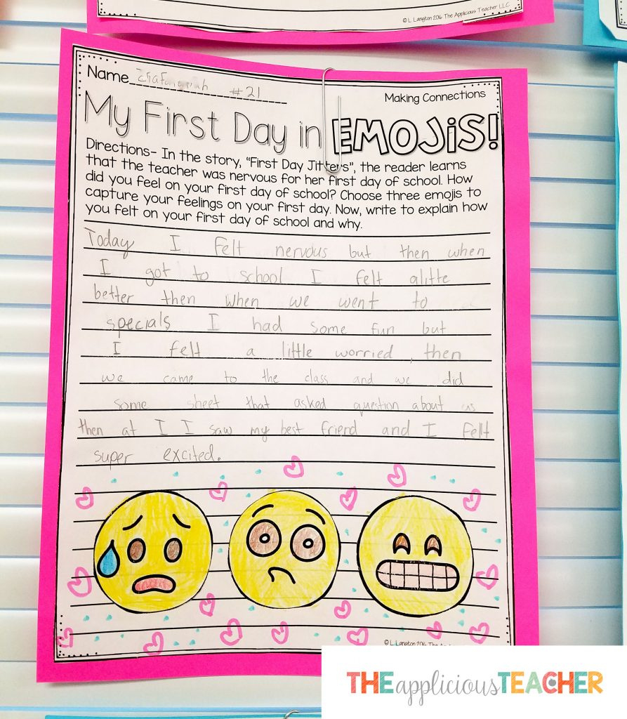 First Day Jitters Emoji Writing Activity For Back To School for First Day Jitters Free Printable Activities