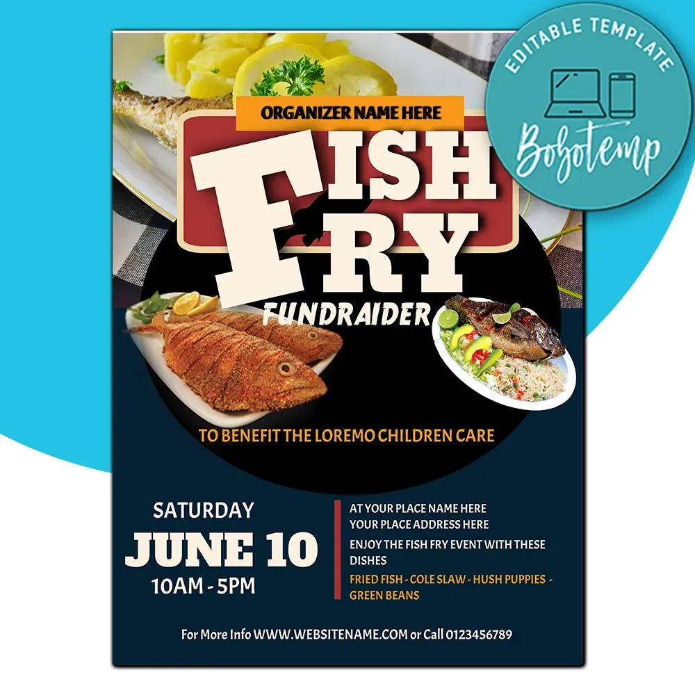 Fish Fry Flyer Template Instant Download | Bobotemp inside Fish Fry Flyer Template Free