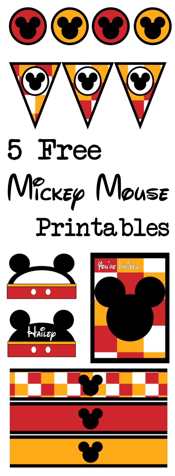 Five Mickey Mouse Free Printables - Paper Trail Design throughout Free Mickey Mouse Cut Out Printables