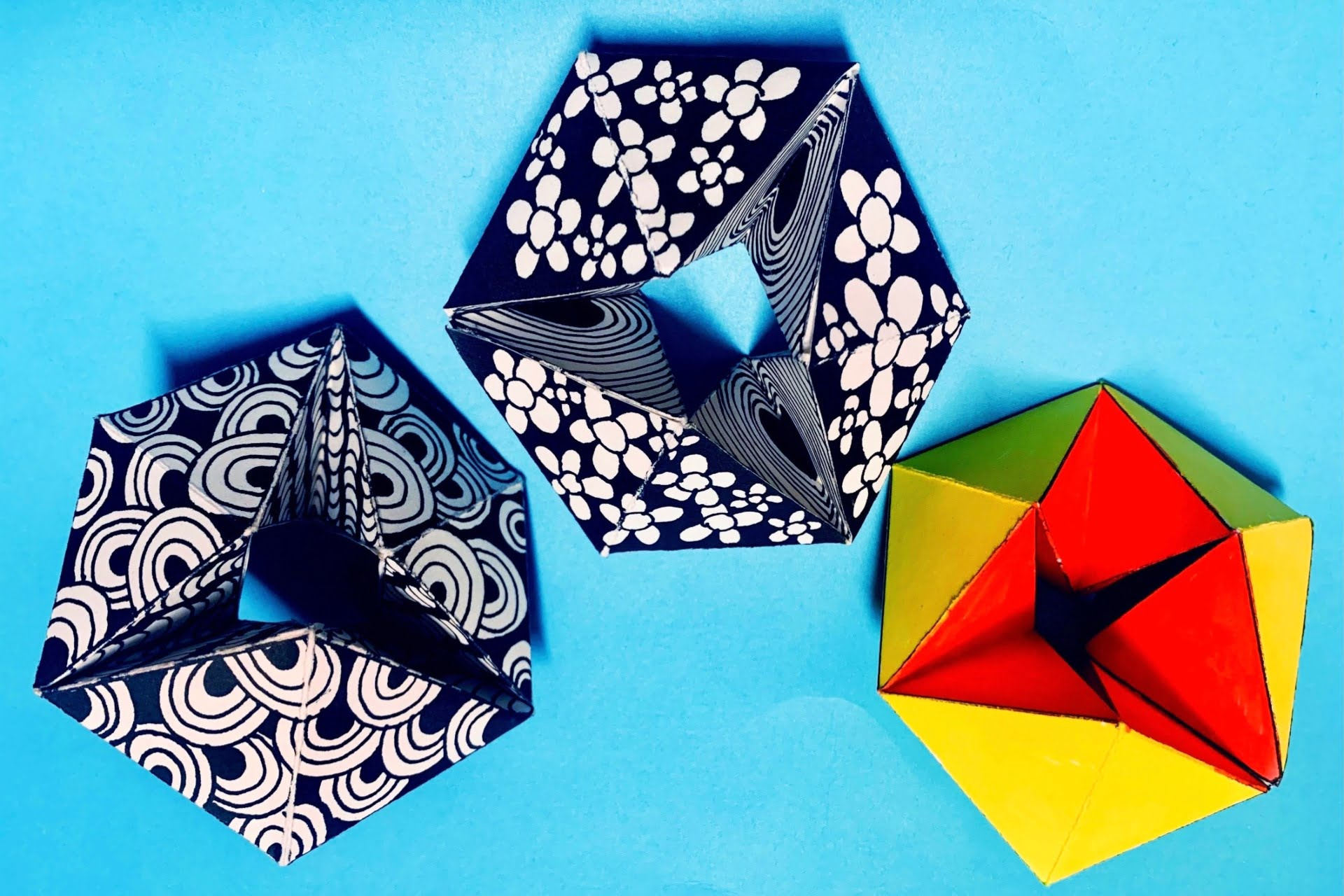 Flextangle Designs | Paper Toys For Kids | Lightly Sketched | Mono with Flextangles Free Printables