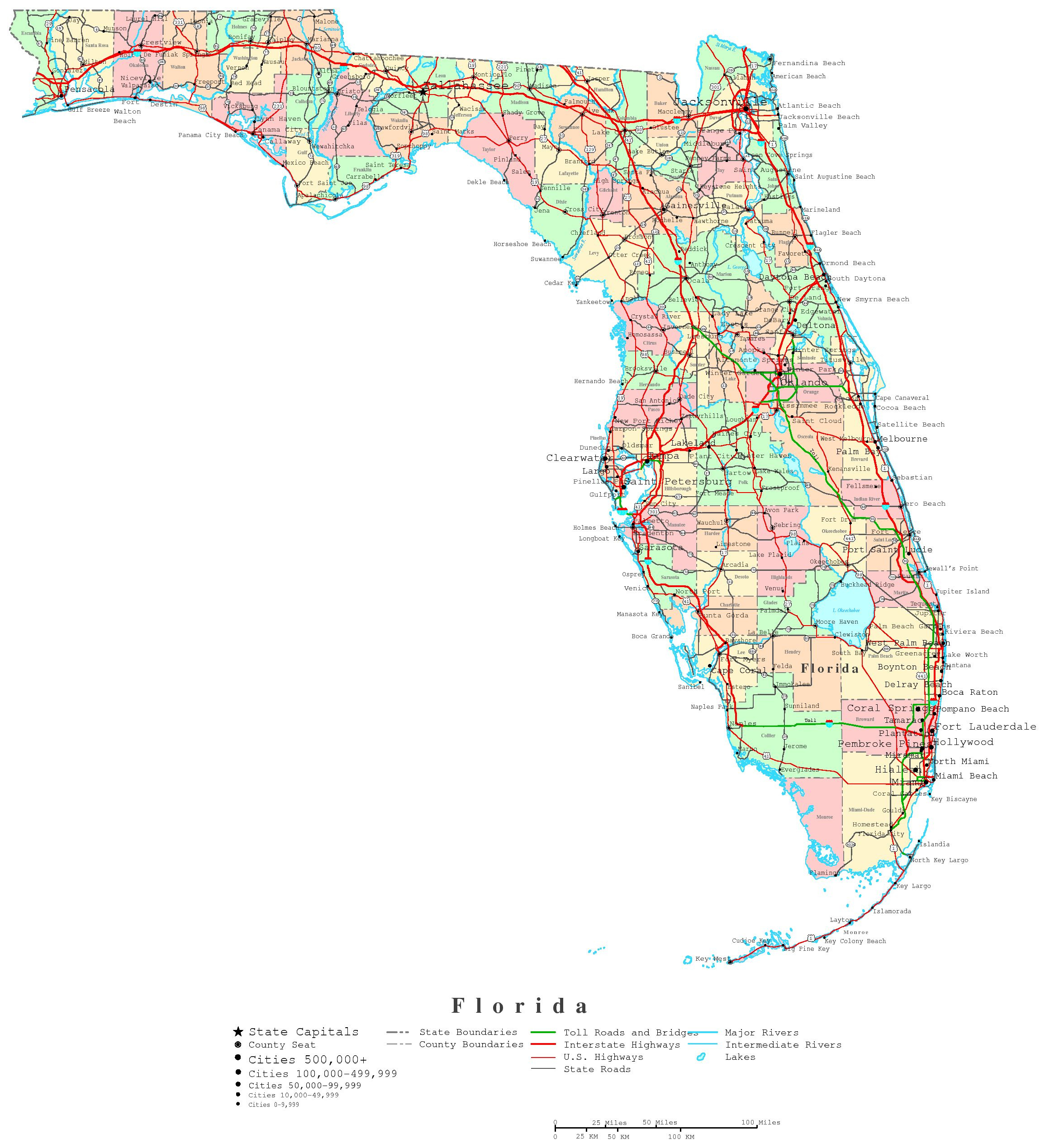 Florida Printable Map intended for Free Printable Map of Florida