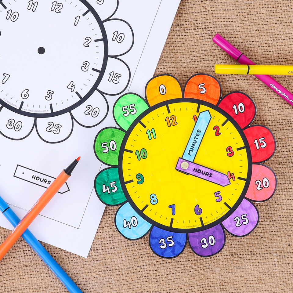 Flower Clock | Paper &amp;amp; Card - Cleverpatch | Cleverpatch - Art with Free Printable Clock Hands