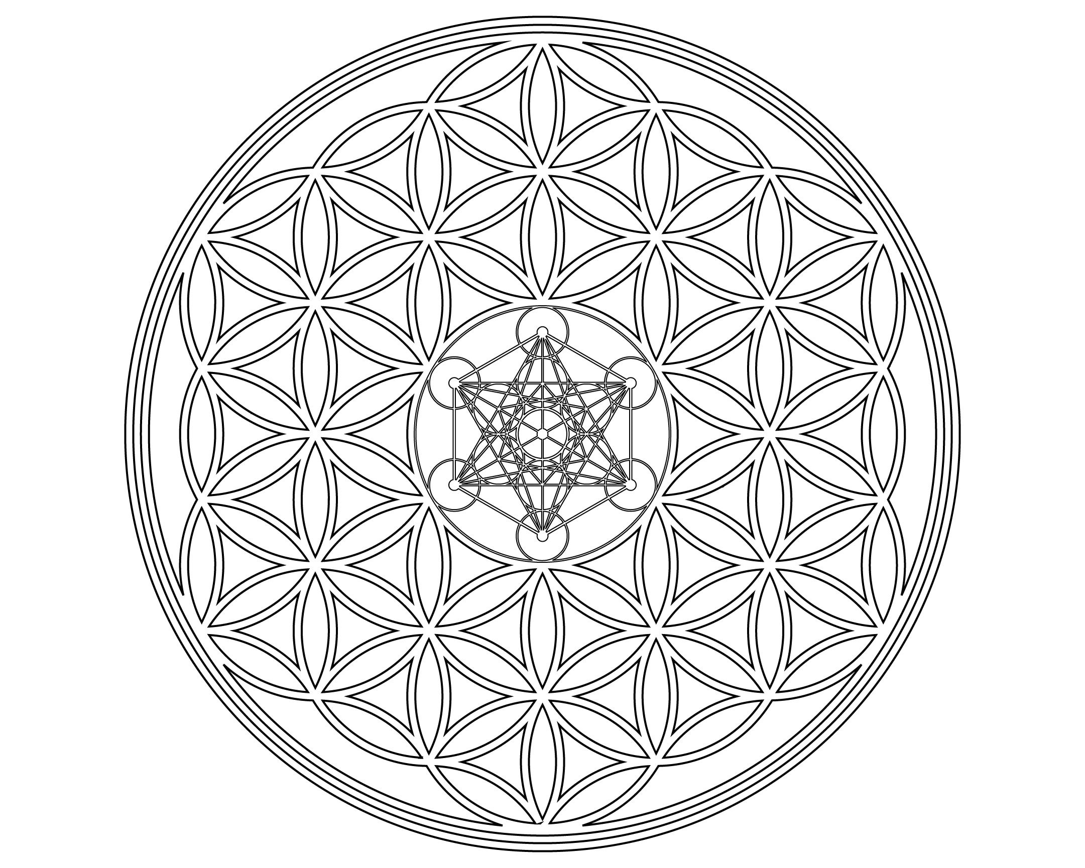 Flower Of Life With Metatrons Cube Svg | Sacred Geometry Svg inside Flower Of Life Stencil Printable