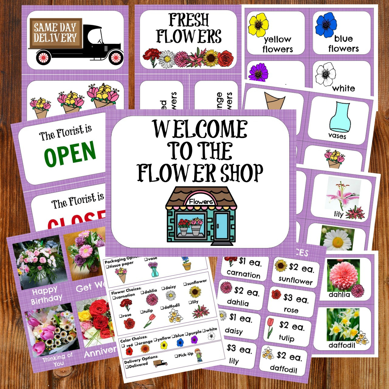 Flower Shop Dramatic Play Pack throughout Free Preschool Flower Shop Printables