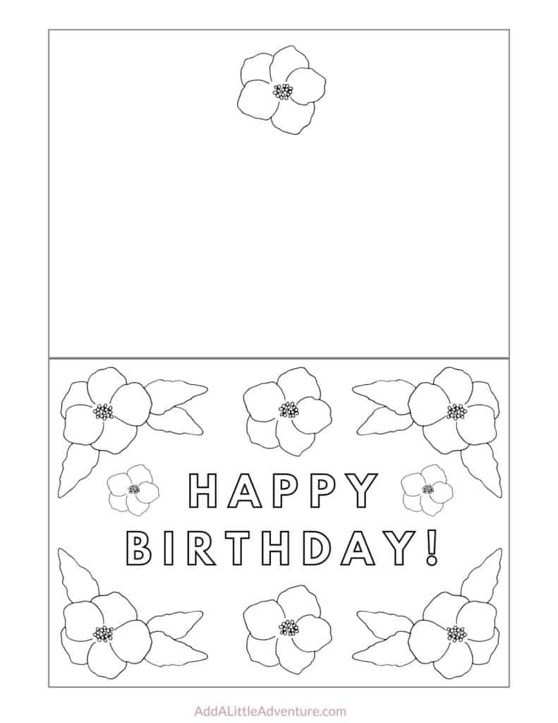 Foldable Printable Birthday Cards To Color - Add A Little Adventure throughout Free Printable Foldable Cards