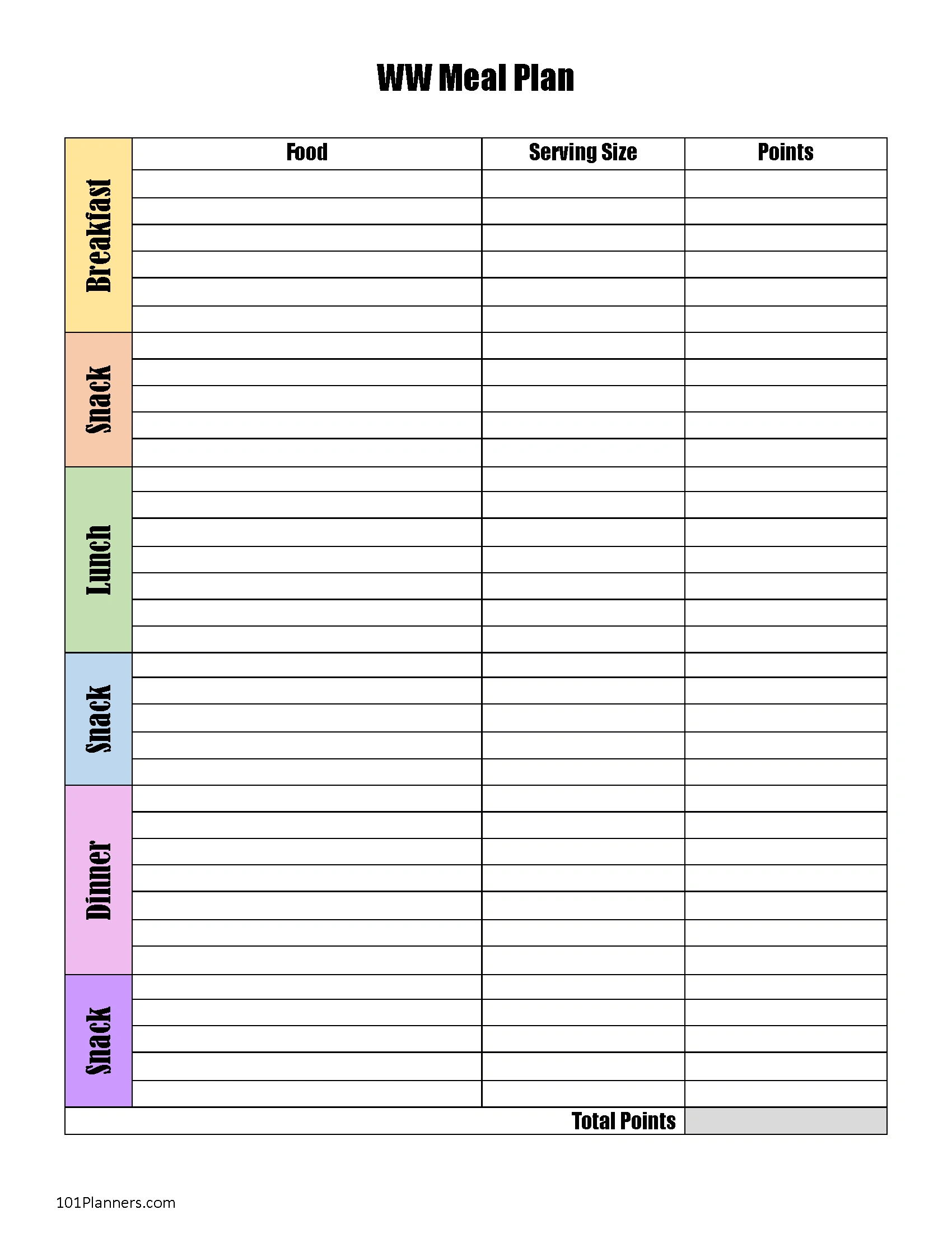 Food Diary Template | Free Printable | Track Food And Water Intake intended for Free Printable Weight Watchers Food Diary