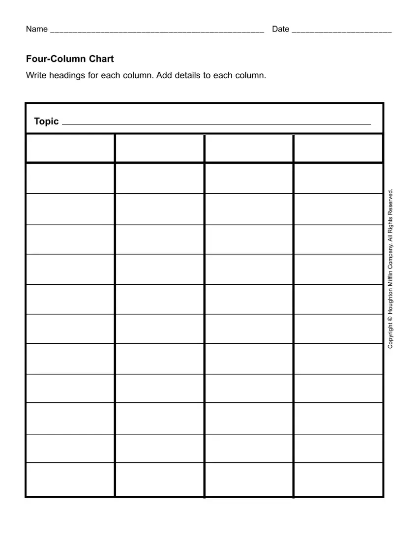 Four Column Chart Blank ≡ Fill Out Printable Pdf Forms Online pertaining to Free Printable Column Templates