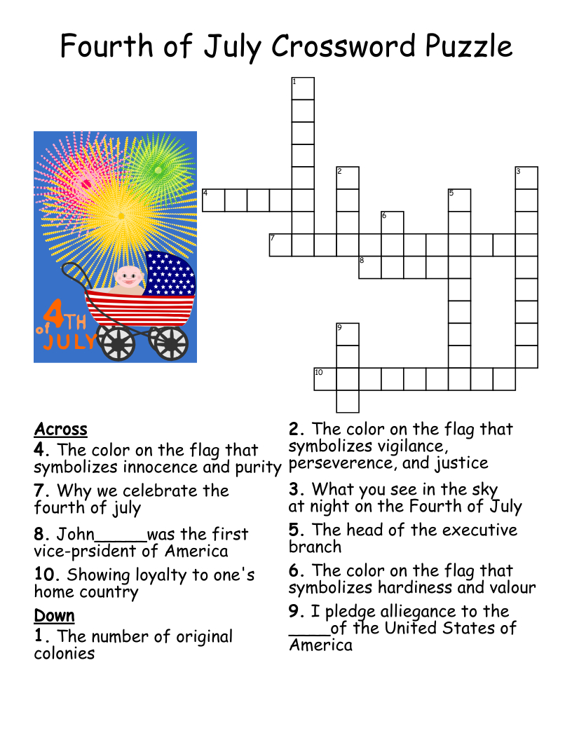Fourth Of July Crossword Puzzle - Wordmint with regard to Free Printable 4th of July Crossword Puzzles