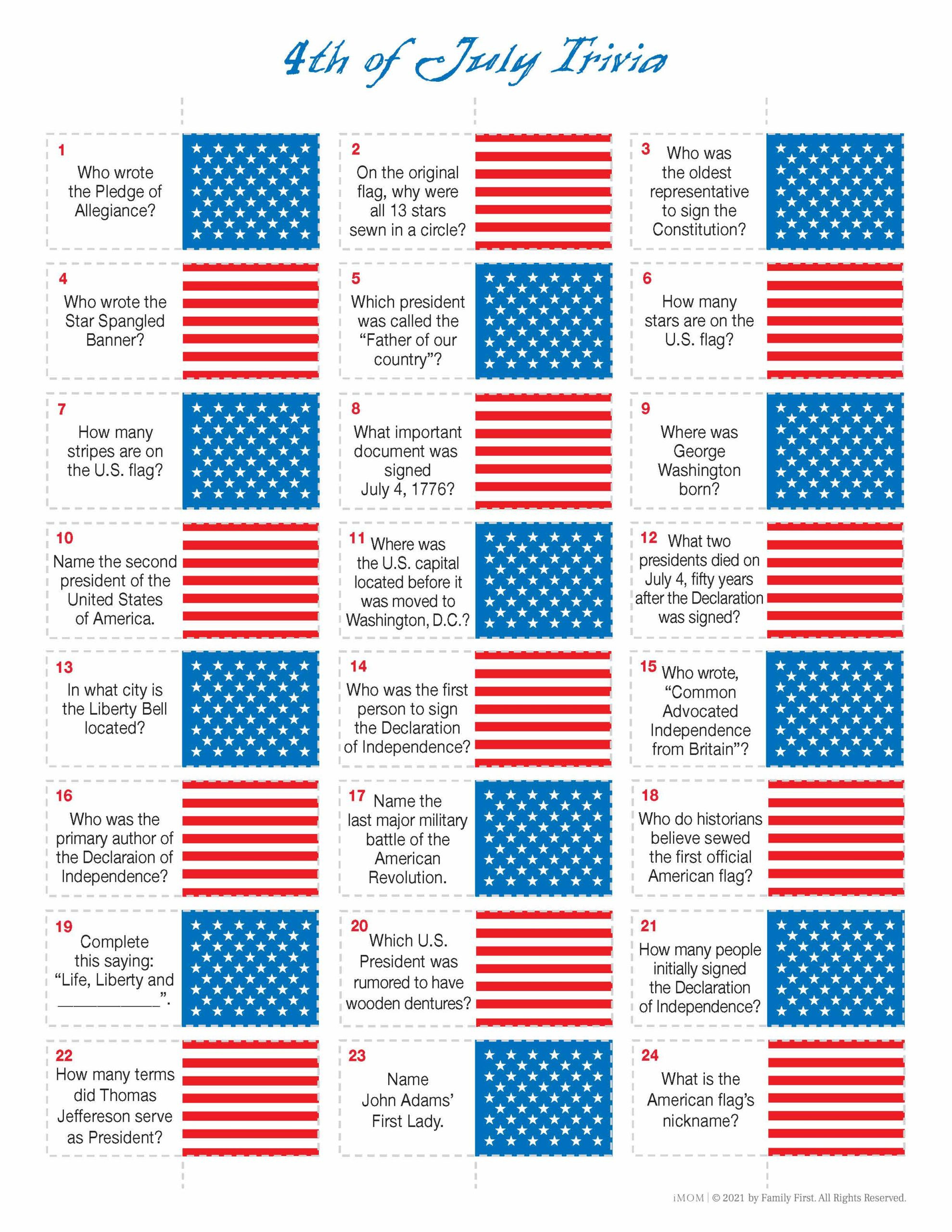 Fourth Of July Trivia Game - Imom in Free Printable Fourth Of July Trivia