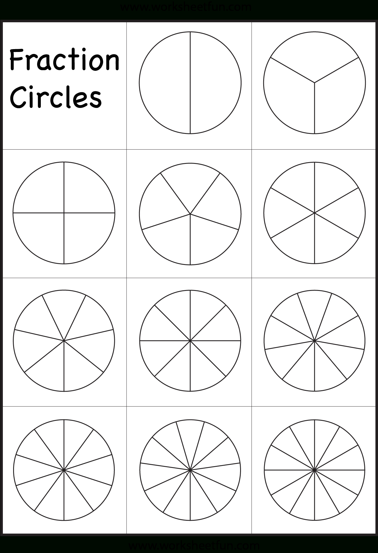 Fraction Circles Template – Printable Fraction Circles – 1 with Free Printable Blank Fraction Circles