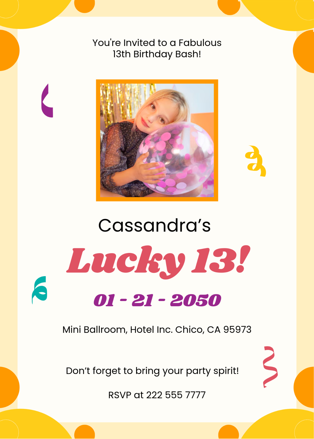 Free 13Th Birthday Party Invitation Template To Edit Online inside Free Printable 13th Birthday Party Invitations