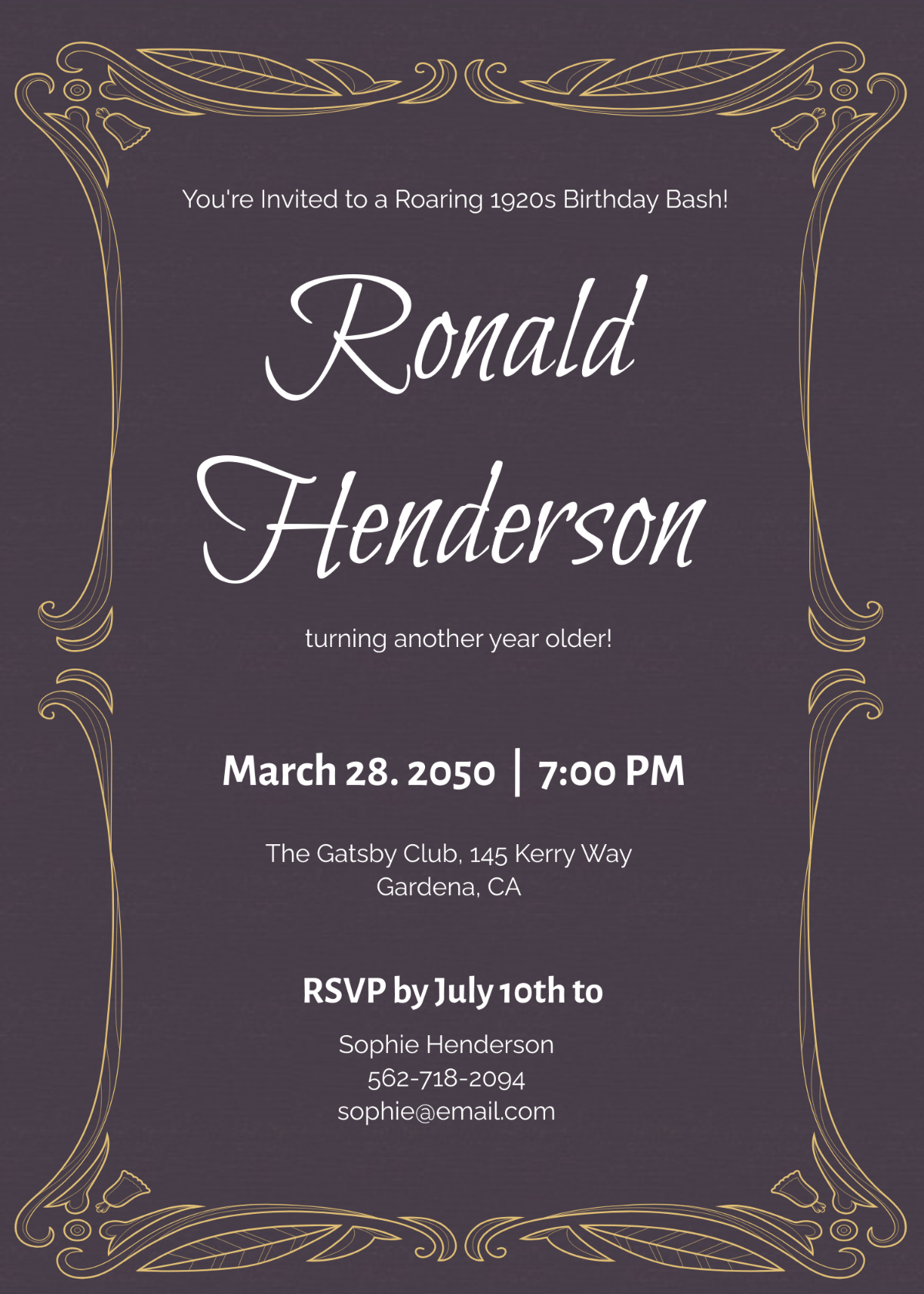 Free 1920S Themed Adult Birthday Invitation Template To Edit Online with 1920s Party Free Printables