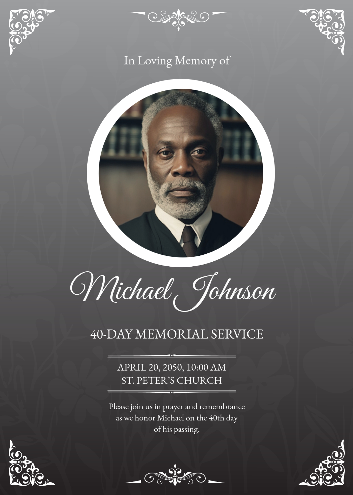 Free 40-Day Funeral Service Invitation Template To Edit Online for Free Printable 40 Days Prayer For the Faithful Departed