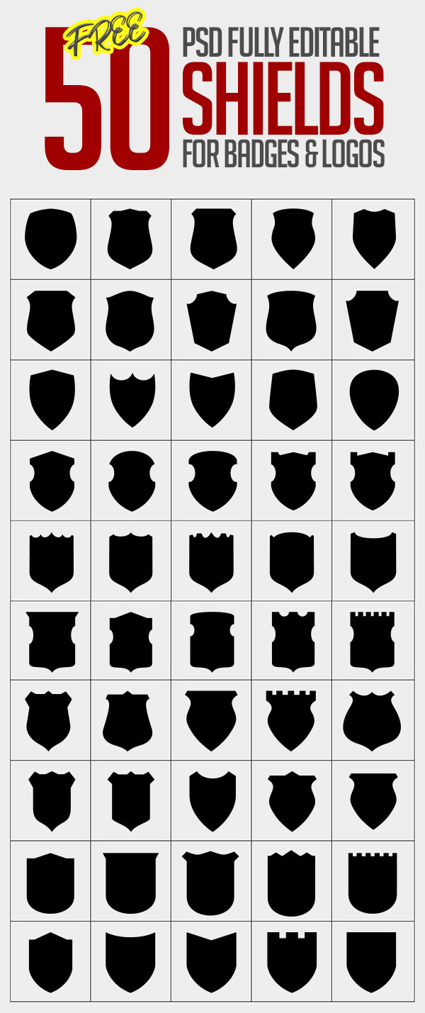 Free 50 Shields For Logos | | Graphic Design Junction in Free Shield Shapes Templates