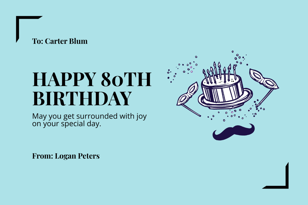 Free 80Th Birthday Card Templates, Editable And Printable with Free Printable 80Th Birthday Banners