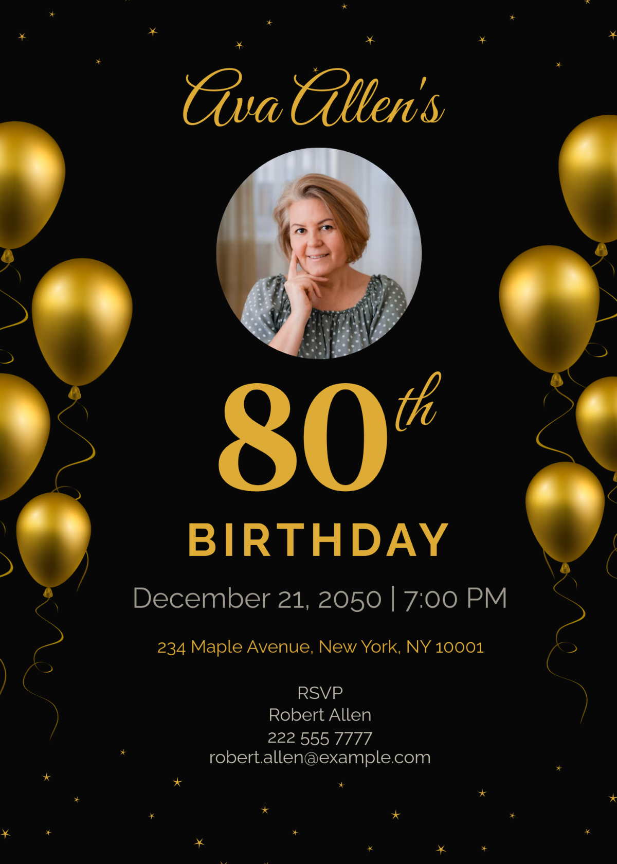 Free 80Th Birthday Invitation Template To Edit Online with regard to Free 80th Birthday Printables