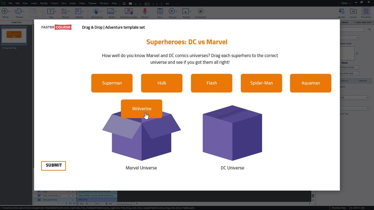 Free Adobe Captivate Drag And Drop E-Learning Template - Fastercourse regarding Free Adobe Captivate 9 Templates